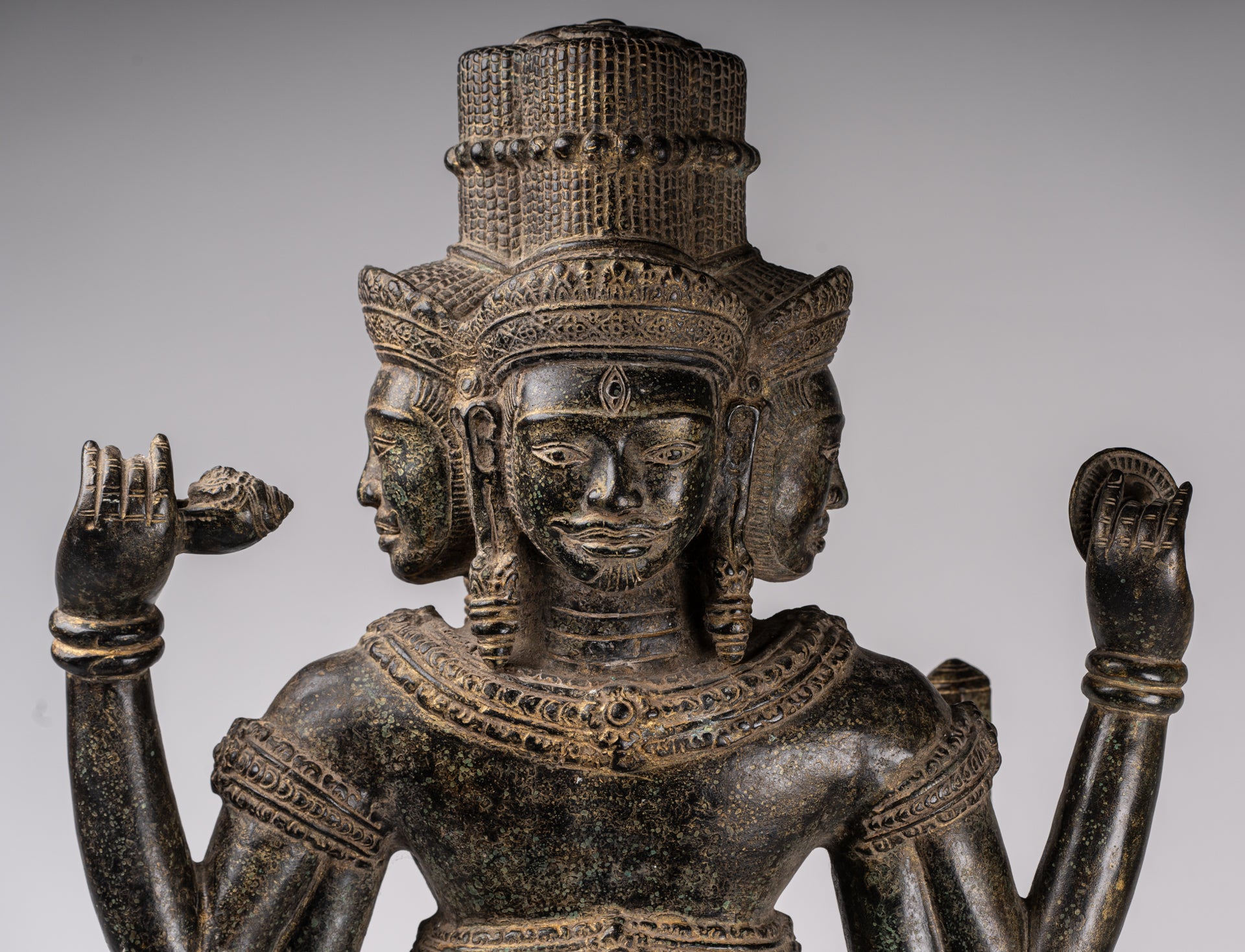 Brahma Statue - Antique Khmer Style Koh Ker Ker Bronze Brahma - Création de Dieu hindou - 94cm / 38 "