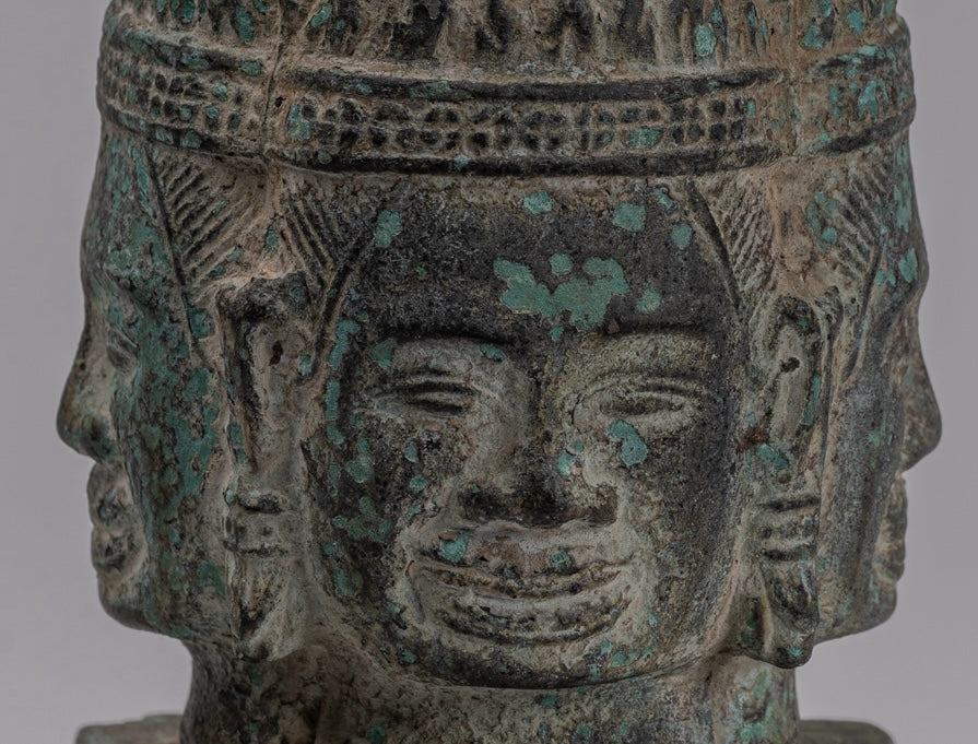 Brahma Statue - Antique Khmer Style Bayon Brahma Tower or Stupa  - 19cm/8"
