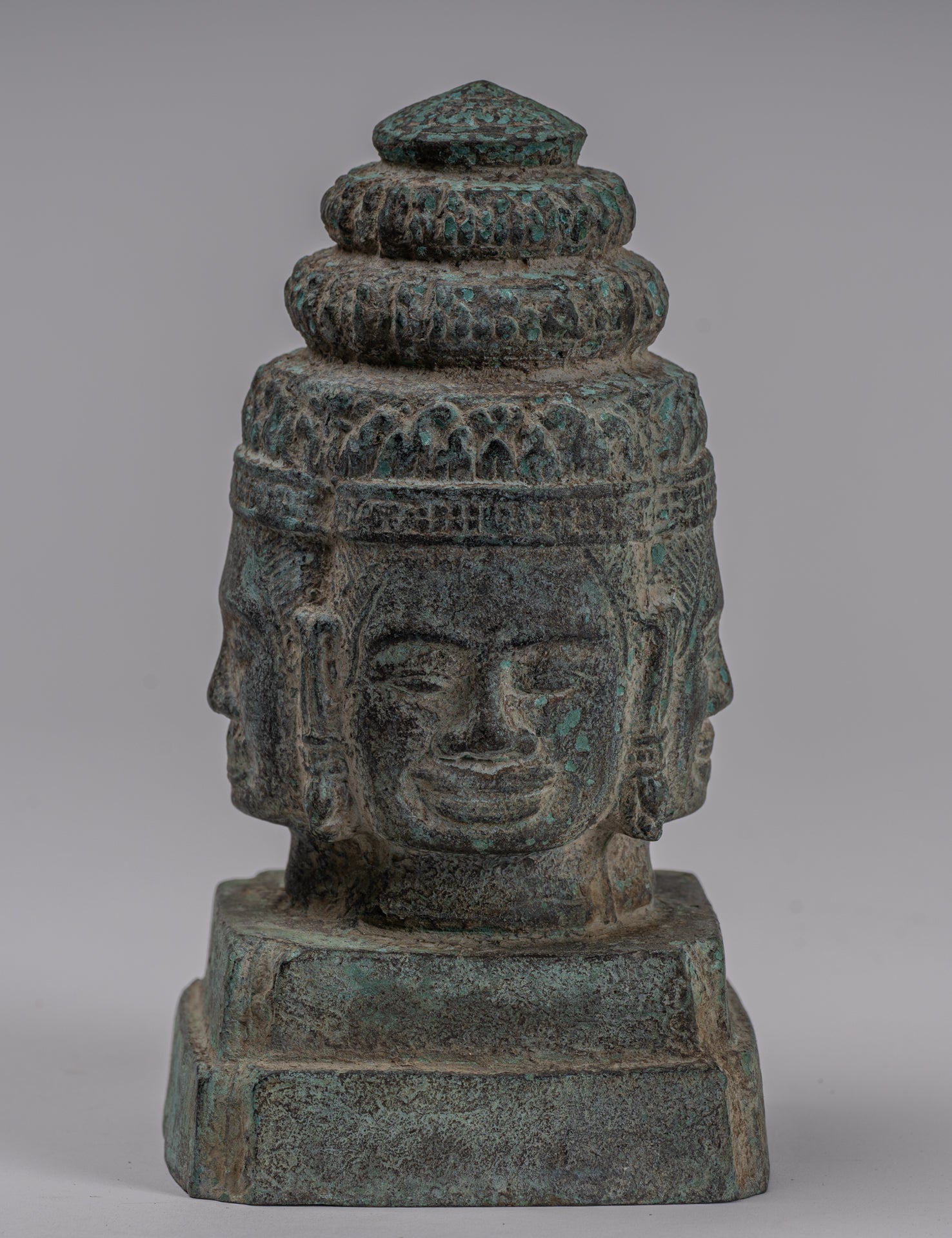 Brahma Statue - Antique Khmer Style Bayon Brahma Tower or Stupa  - 19cm/8"