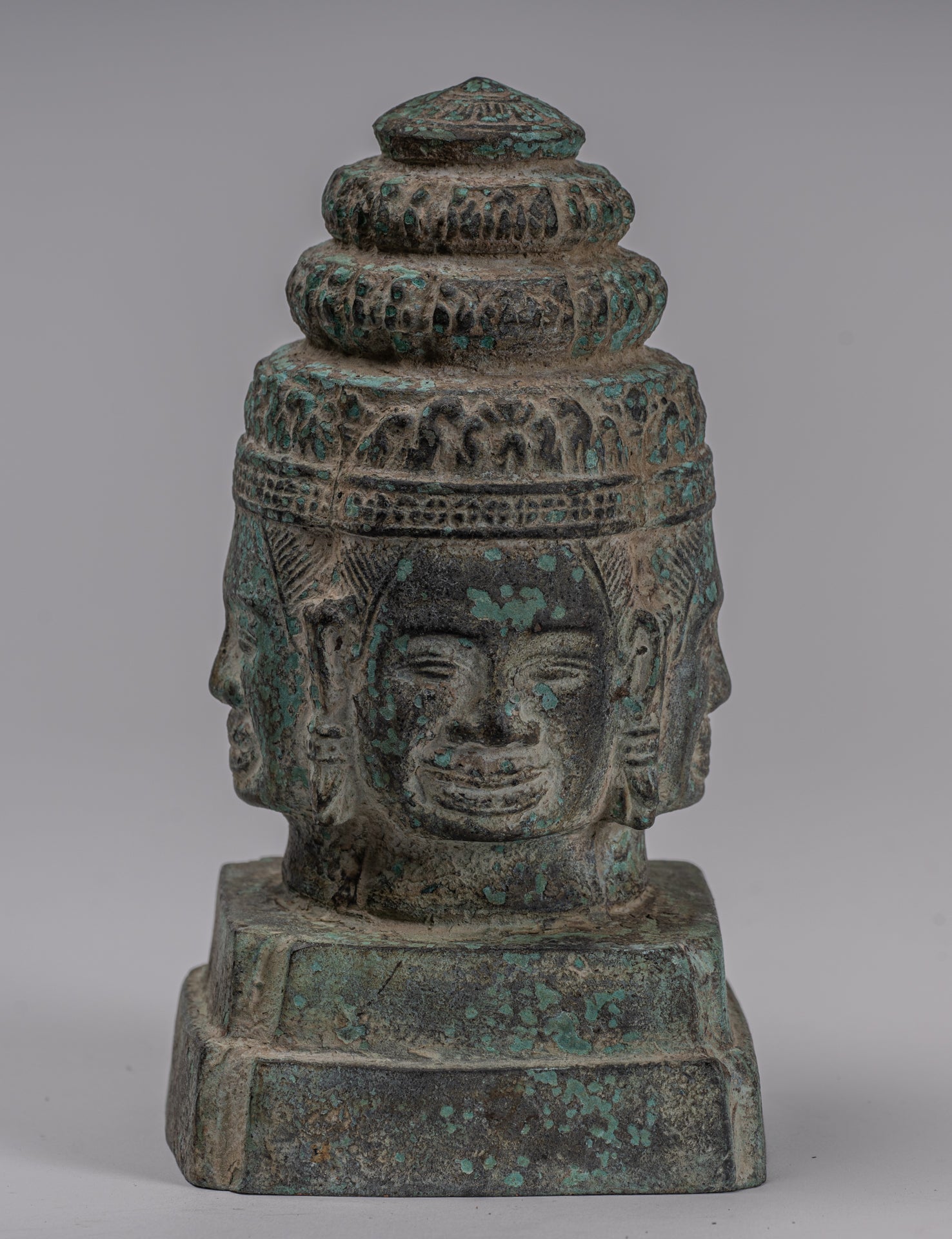 Brahma Statue - Antique Khmer Style Bayon Brahma Tower or Stupa  - 19cm/8"