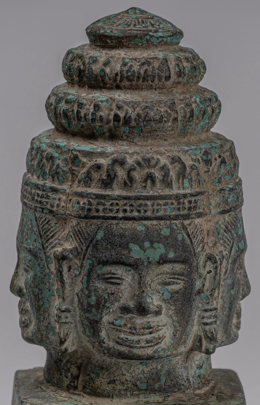 Brahma Statue - Antique Khmer Style Bayon Brahma Tower or Stupa  - 19cm/8"