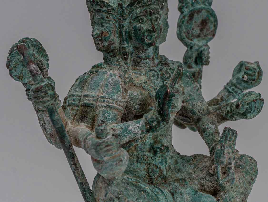 Brahma Statue - Antique Khmer Style Bronze Brahma - Hindu God Creation - 14cm/6"
