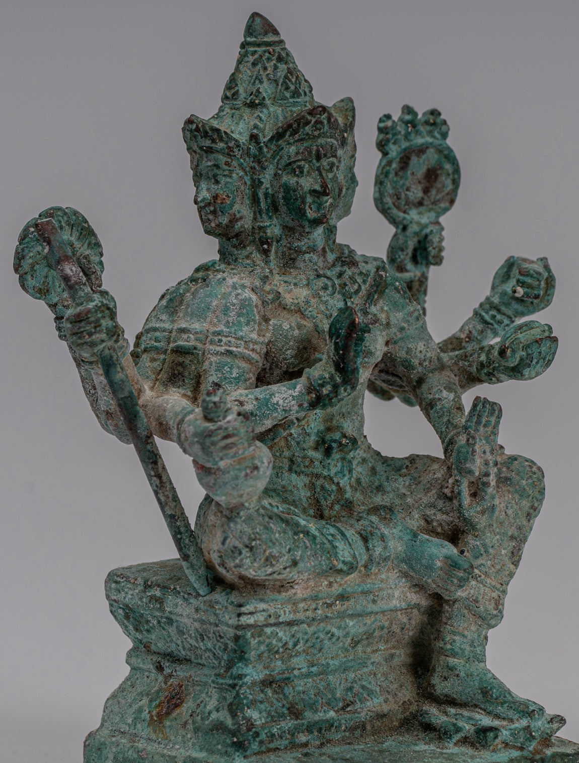 Brahma Statue - Antique Khmer Style Bronze Brahma - Hindu God Creation - 14cm/6"