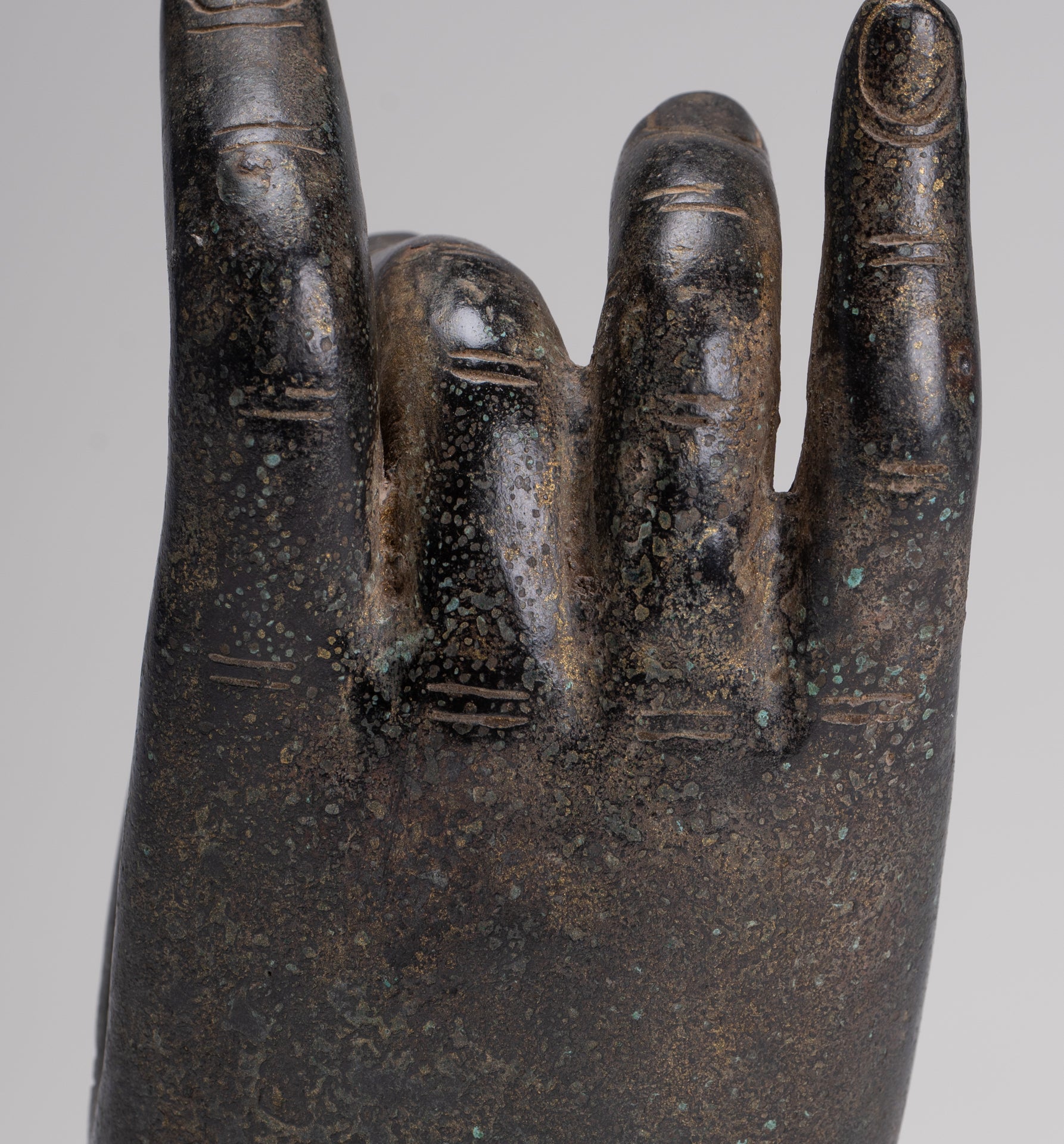 Antique Khmer Style Southeast Asia Bronze Teaching Hand - 22cm/9"