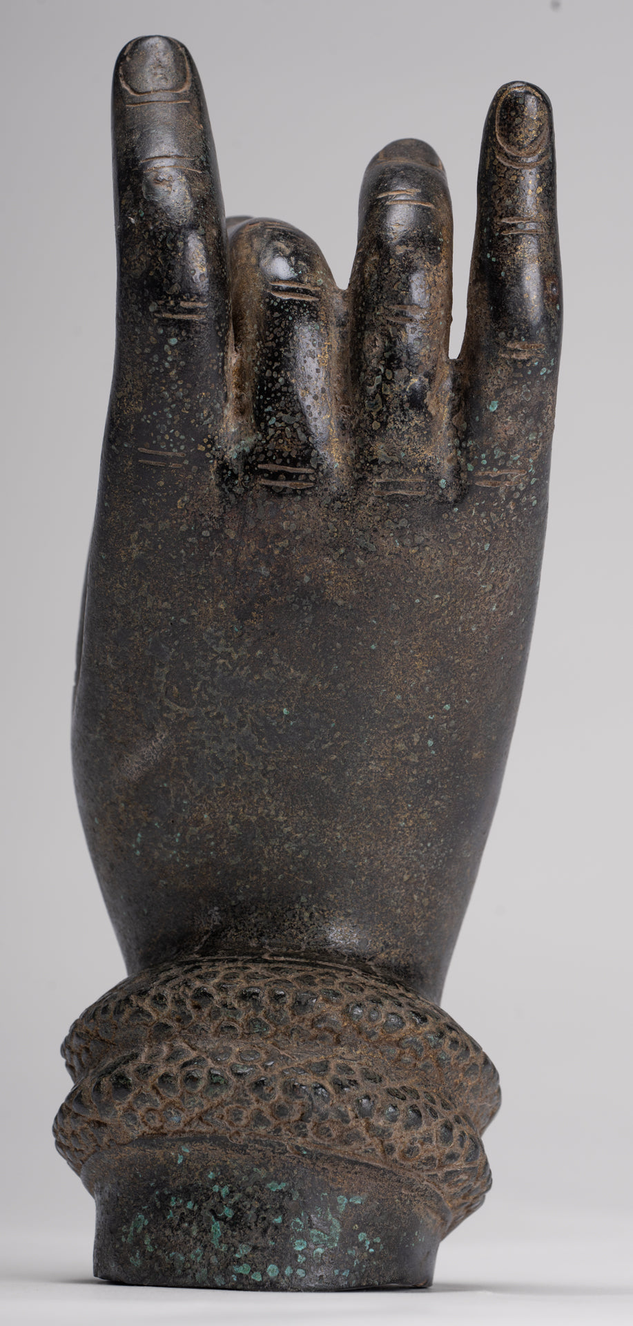 Antique Khmer Style Southeast Asia Bronze Teaching Hand - 22cm/9"