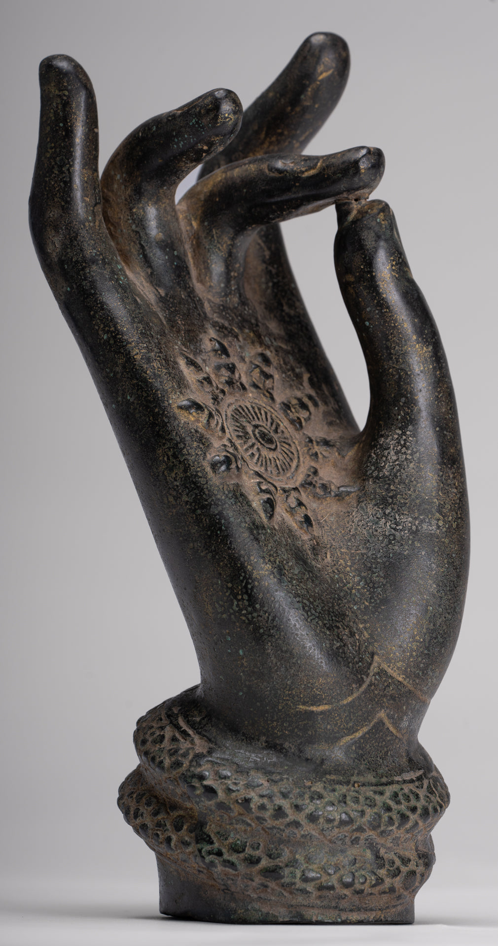 Antique Khmer Style Southeast Asia Bronze Teaching Hand - 22cm/9"