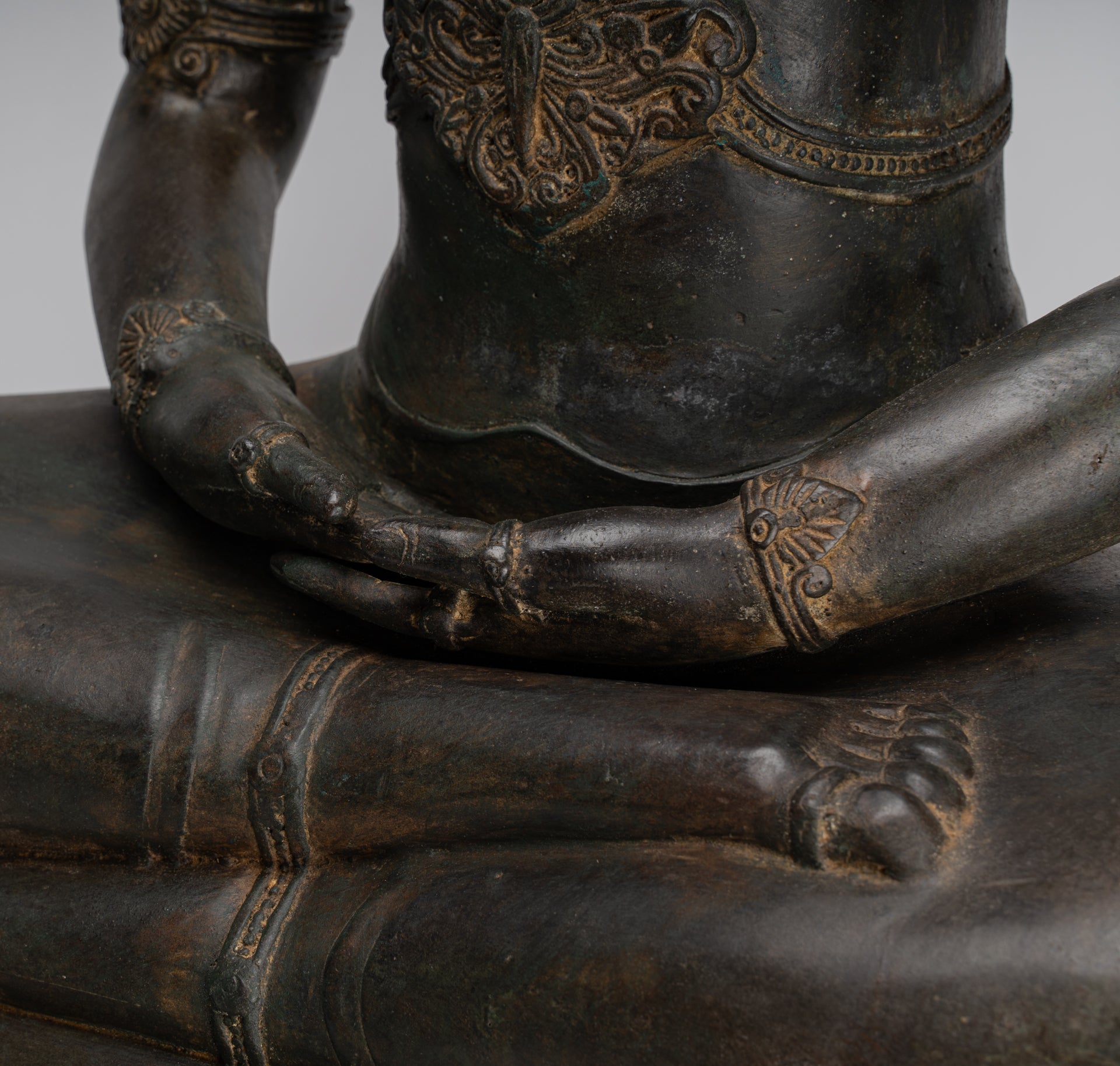 Statua Buddha - Antique Chiang Saen Style Meditazione reale statua di Buddha - 86 cm/34 "