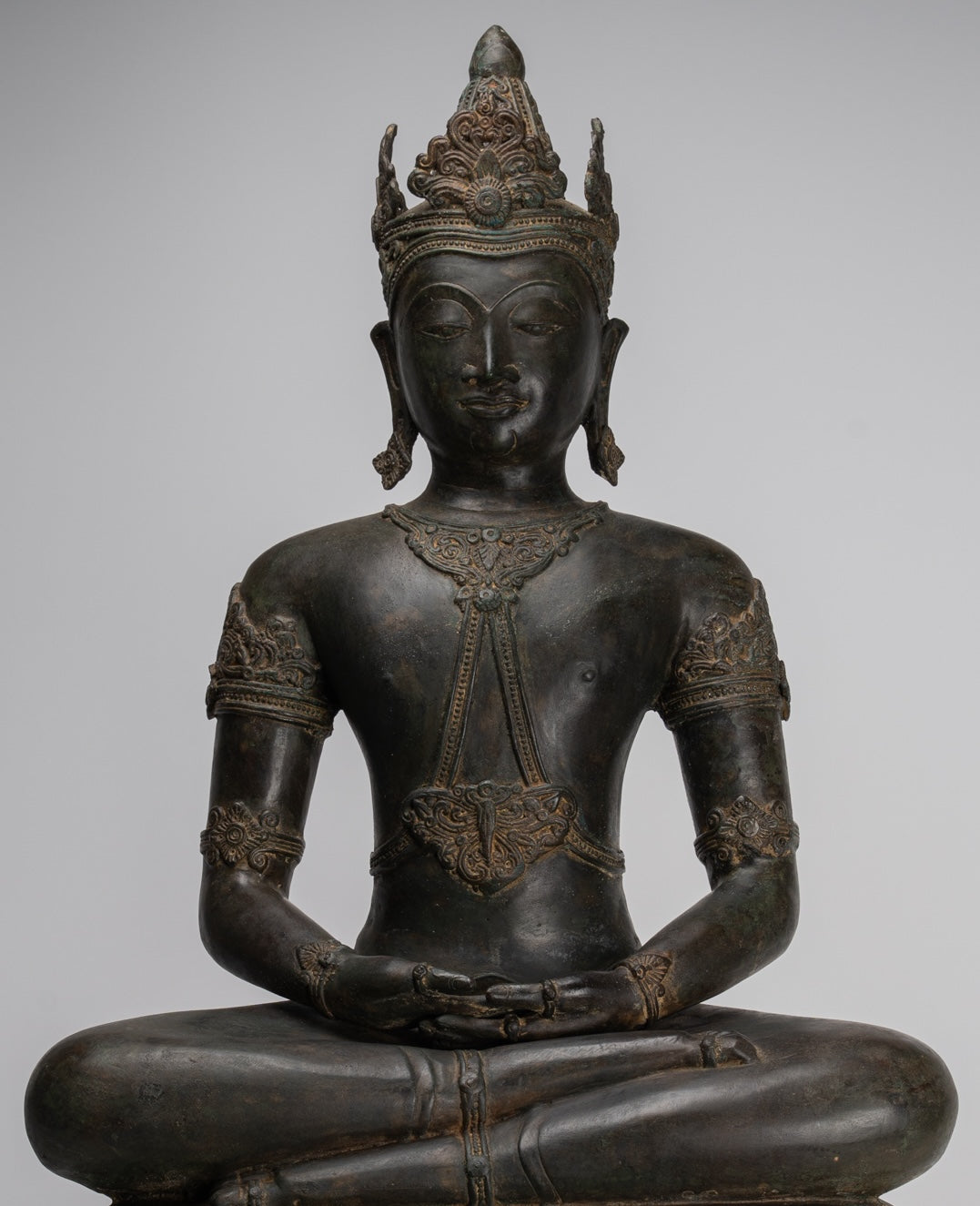 Statua Buddha - Antique Chiang Saen Style Meditazione reale statua di Buddha - 86 cm/34 "