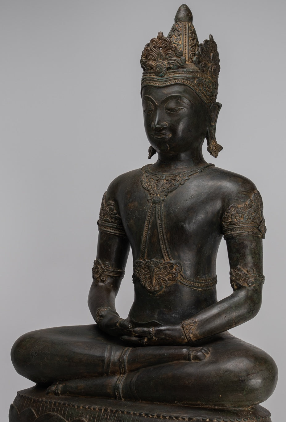 Statua Buddha - Antique Chiang Saen Style Meditazione reale statua di Buddha - 86 cm/34 "
