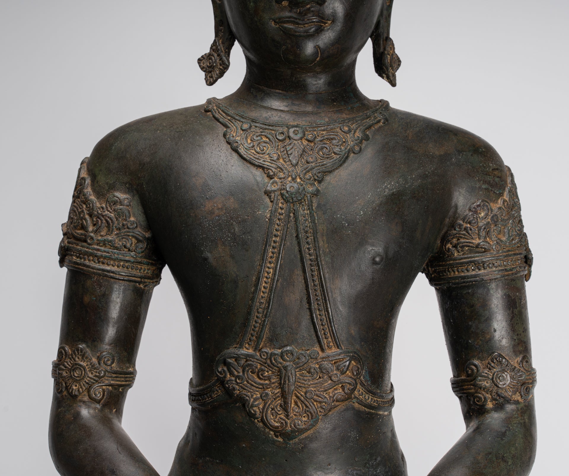 Statua Buddha - Antique Chiang Saen Style Meditazione reale statua di Buddha - 86 cm/34 "