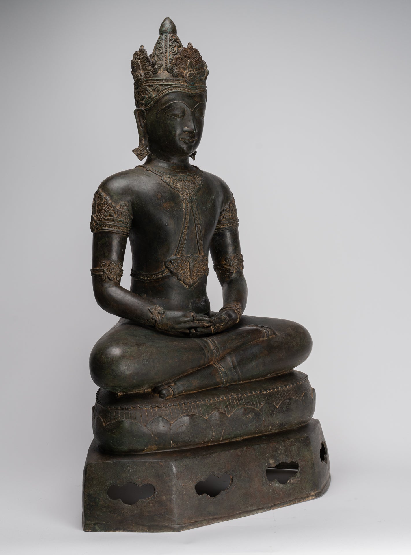 Statua Buddha - Antique Chiang Saen Style Meditazione reale statua di Buddha - 86 cm/34 "