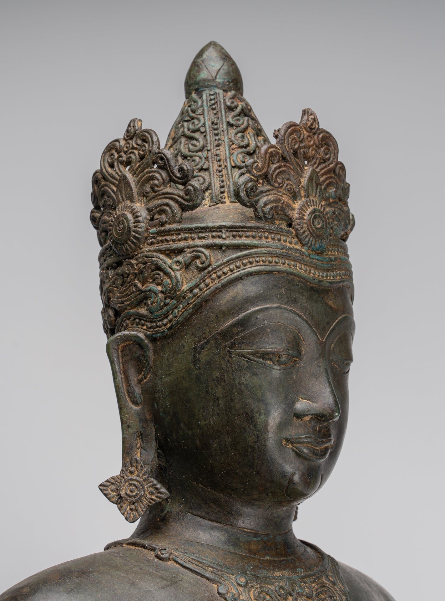 Statua Buddha - Antique Chiang Saen Style Meditazione reale statua di Buddha - 86 cm/34 "