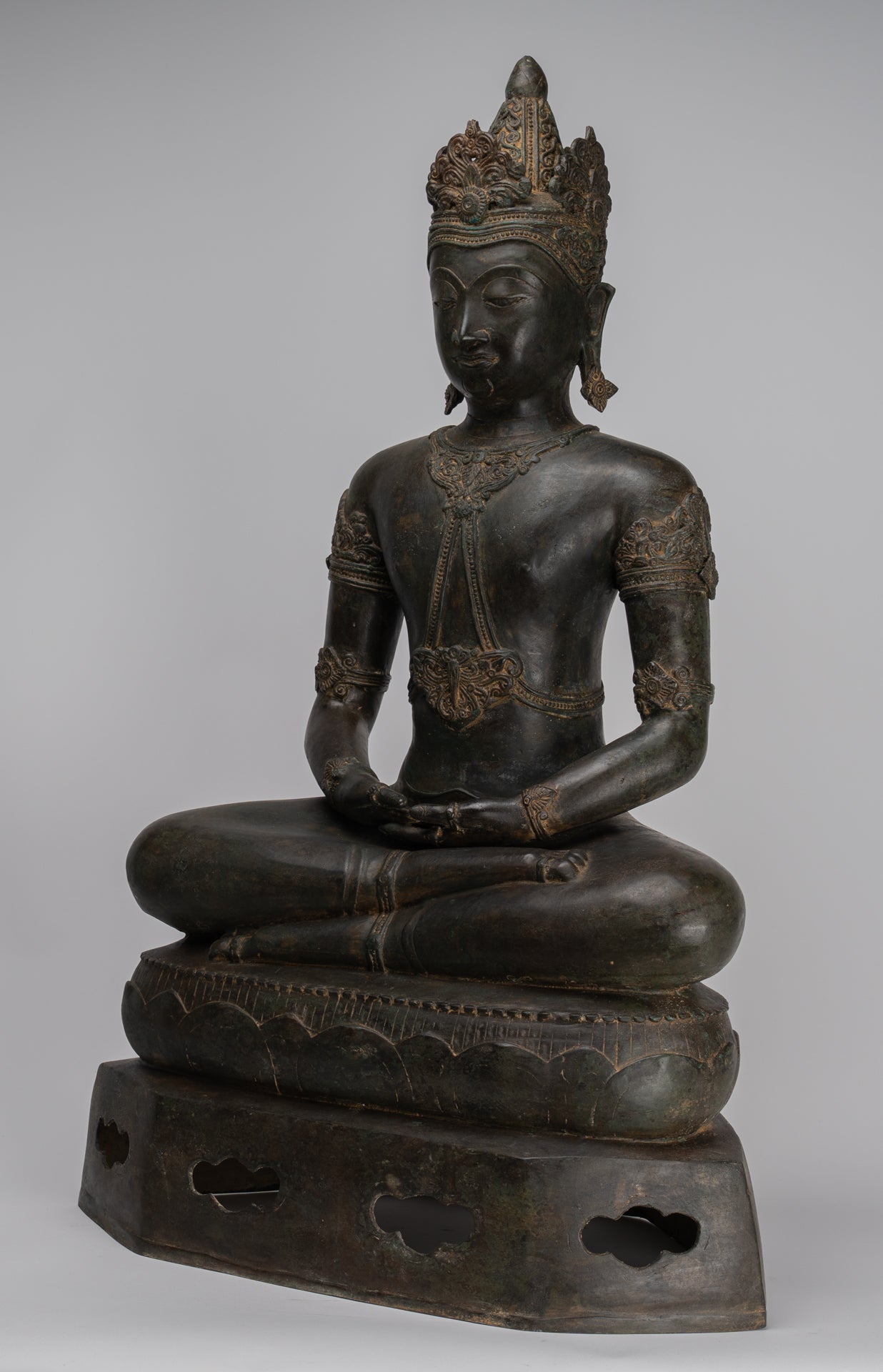 Statua Buddha - Antique Chiang Saen Style Meditazione reale statua di Buddha - 86 cm/34 "