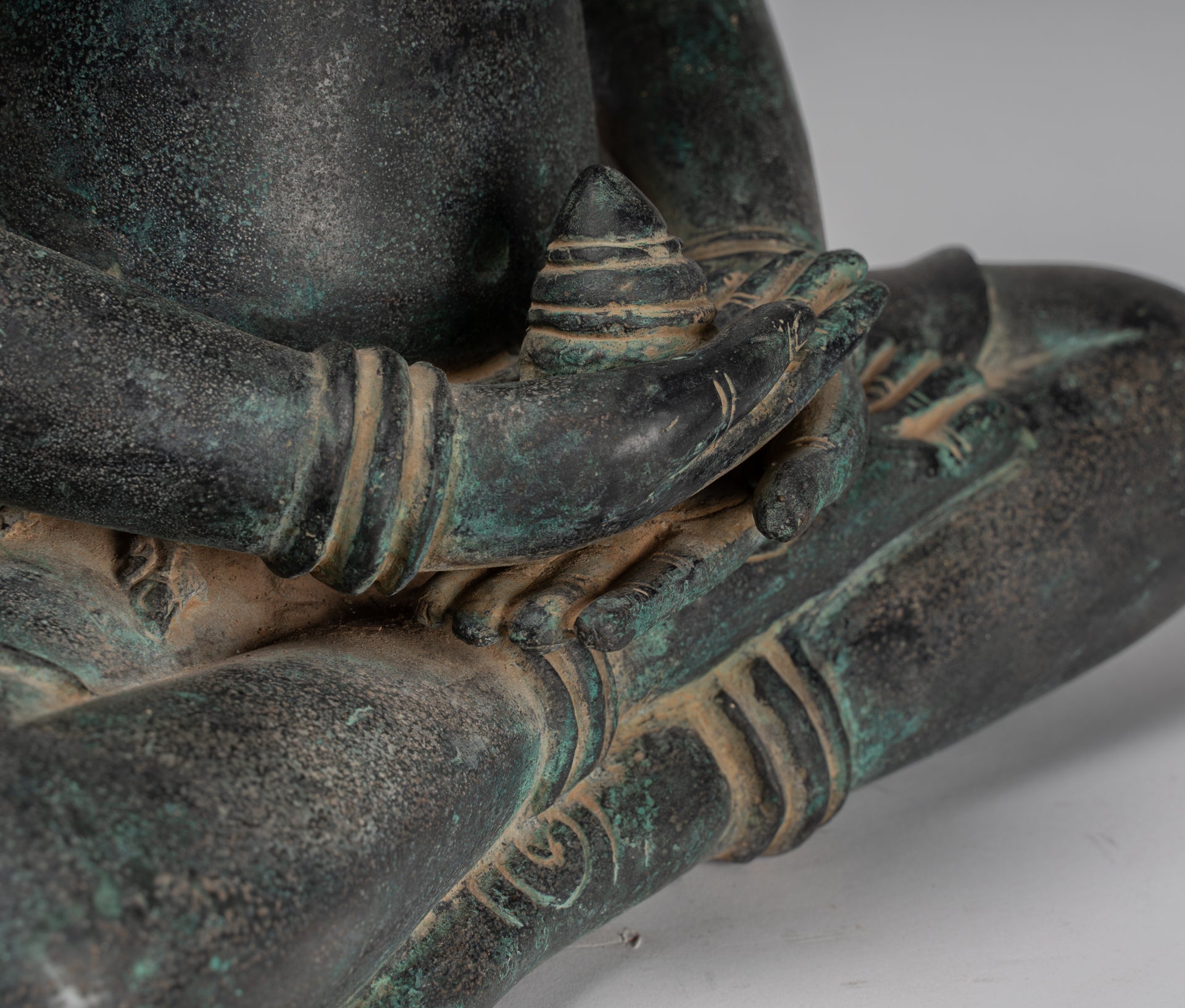 Buddha Statue - Antique Khmer Style Bronze Seated Amitabha Meditation Buddha Statue - 55cm/22"