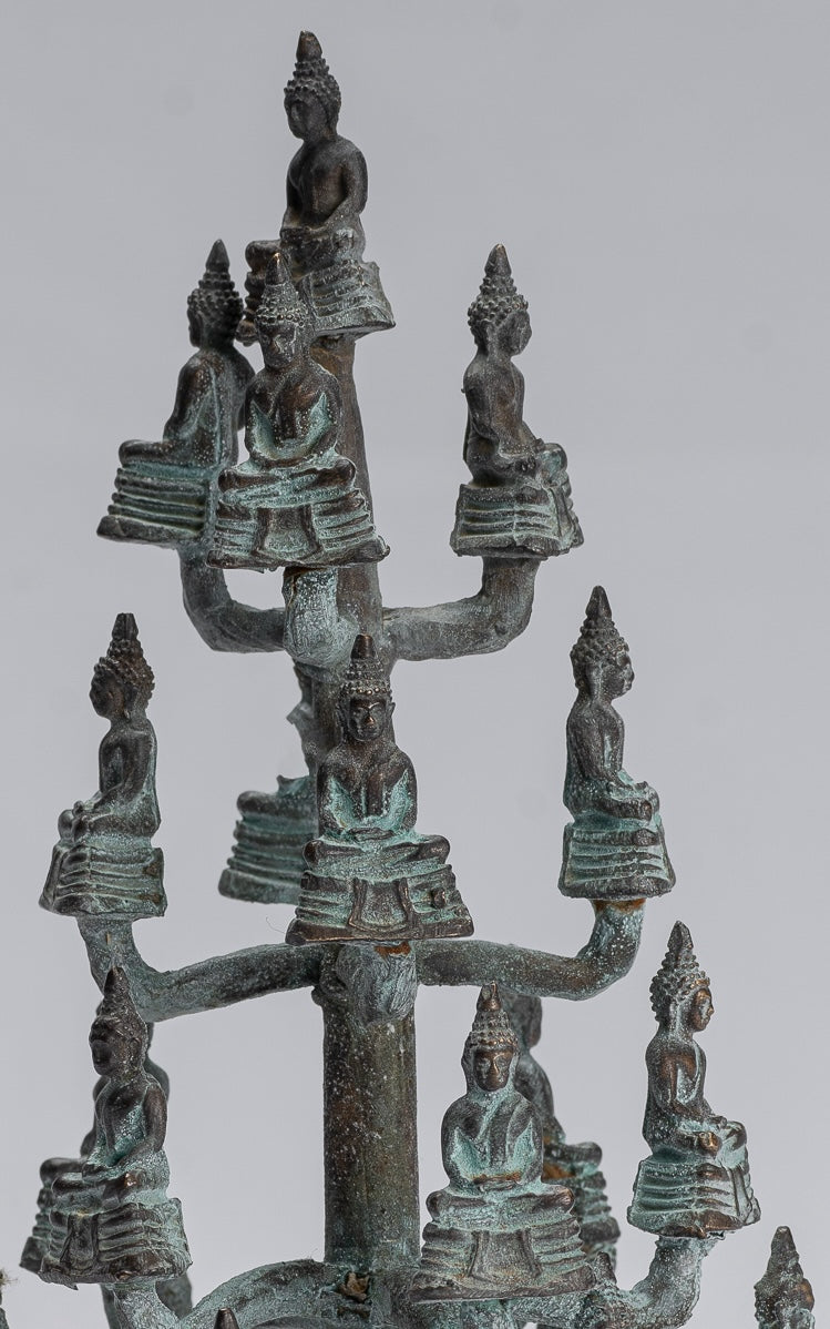 Buddha Sculpture - Antique Thai Style Bronze Seated Meditation Buddha Statues - 18cm/7"