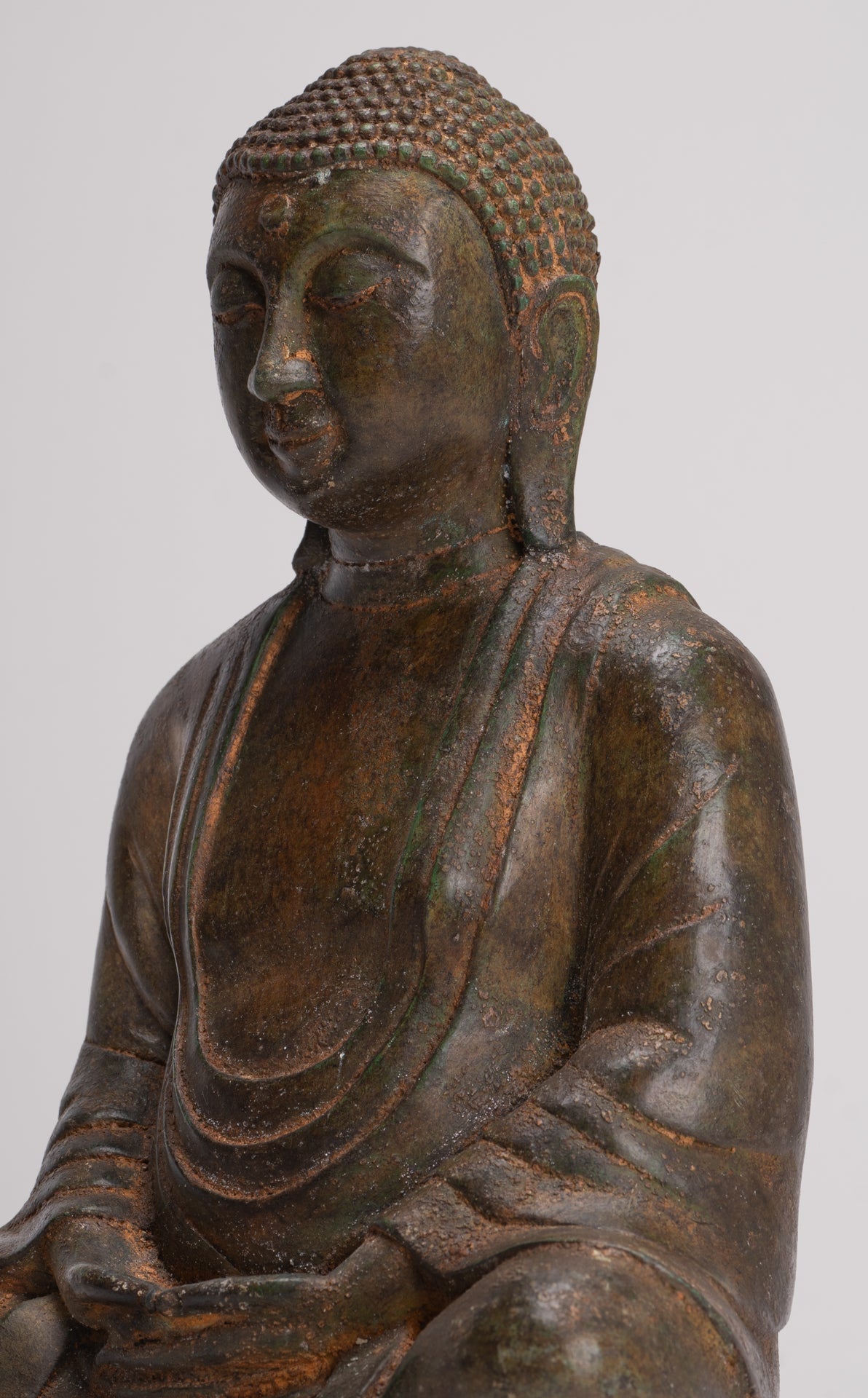Japanese Buddha - Antique Japanese Style Bronze Seated Meditation Amitabha Buddha Statue - 30cm/12"