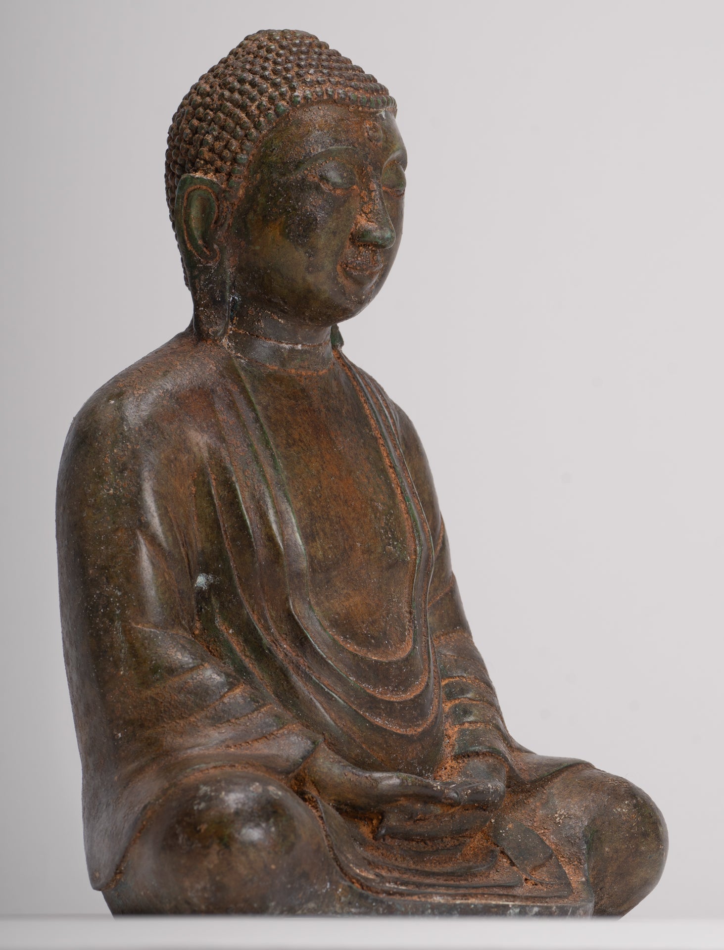 Japanese Buddha - Antique Japanese Style Bronze Seated Meditation Amitabha Buddha Statue - 30cm/12"