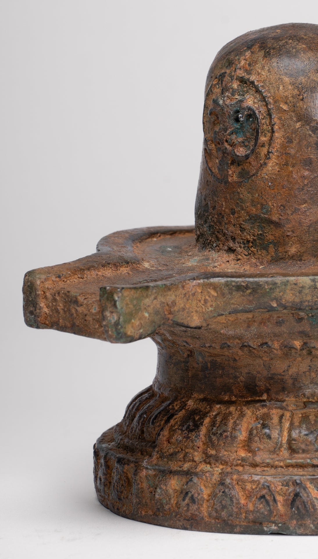 Linga - Antique Indian Style South Asia Bronze Shiva Linga / Lingnum & Yoni - 13cm/5"