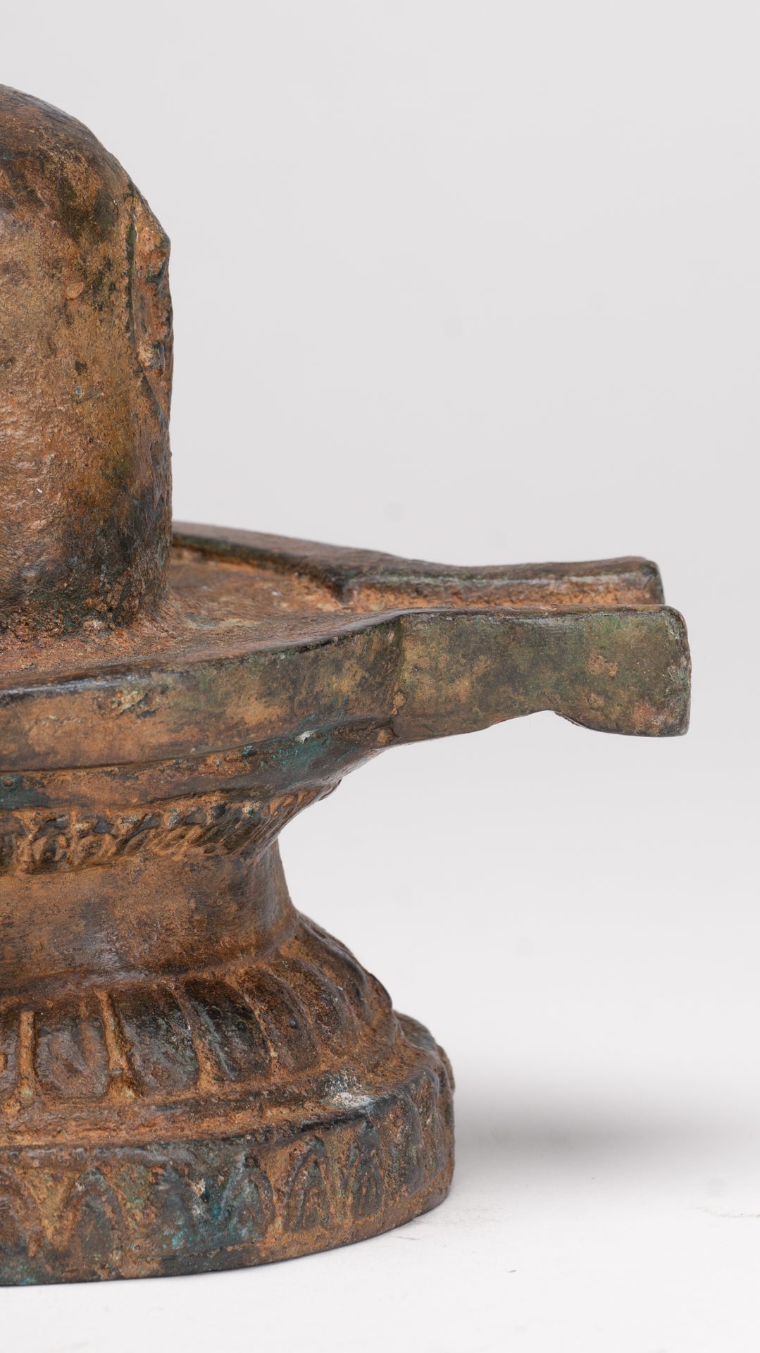 Linga - Antique Indian Style South Asia Bronze Shiva Linga / Lingnum & Yoni - 13cm/5"