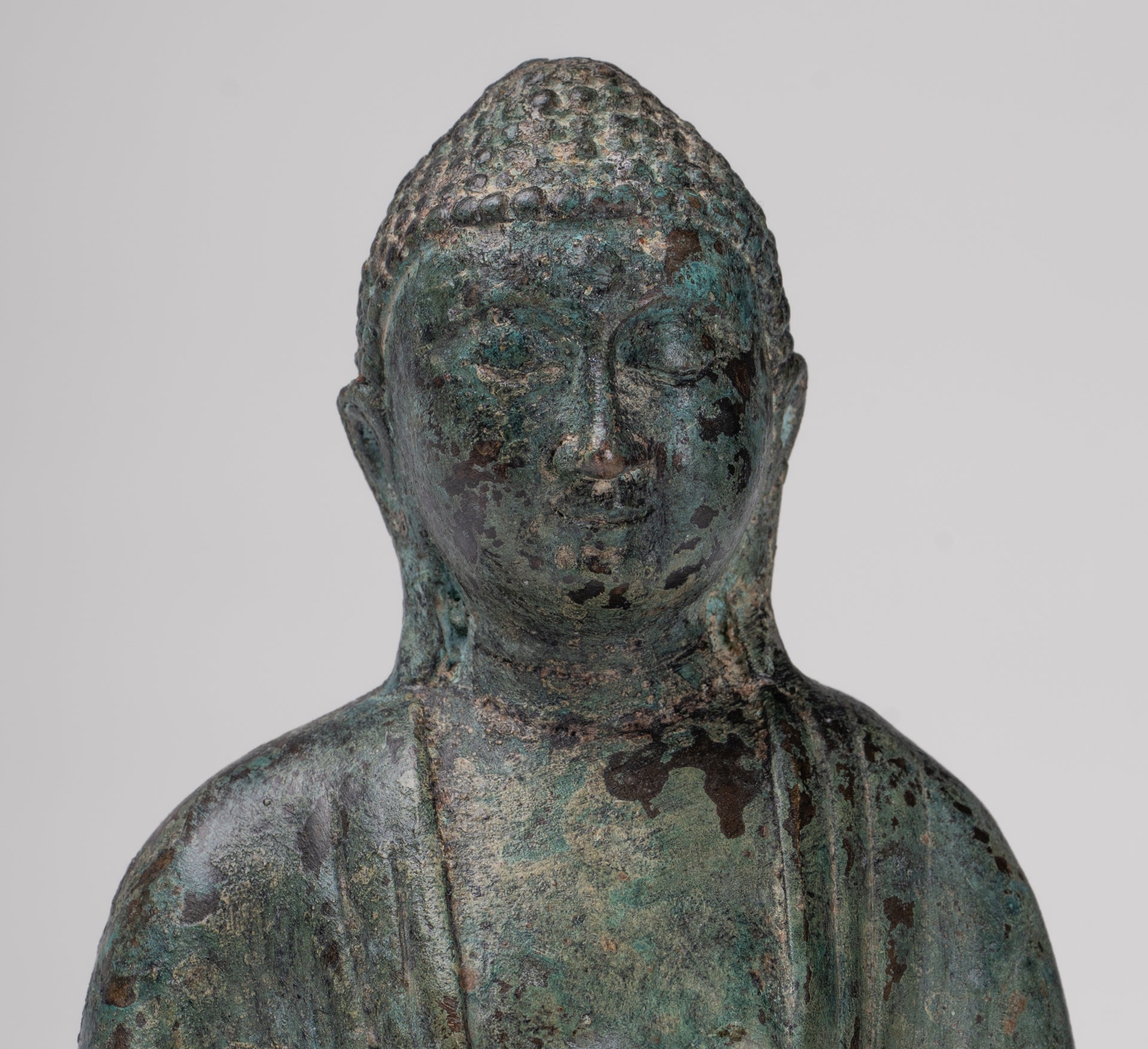 Japanese Buddha - Antique Japanese Style Bronze Seated Meditation Amitabha Buddha Statue - 18cm/7"