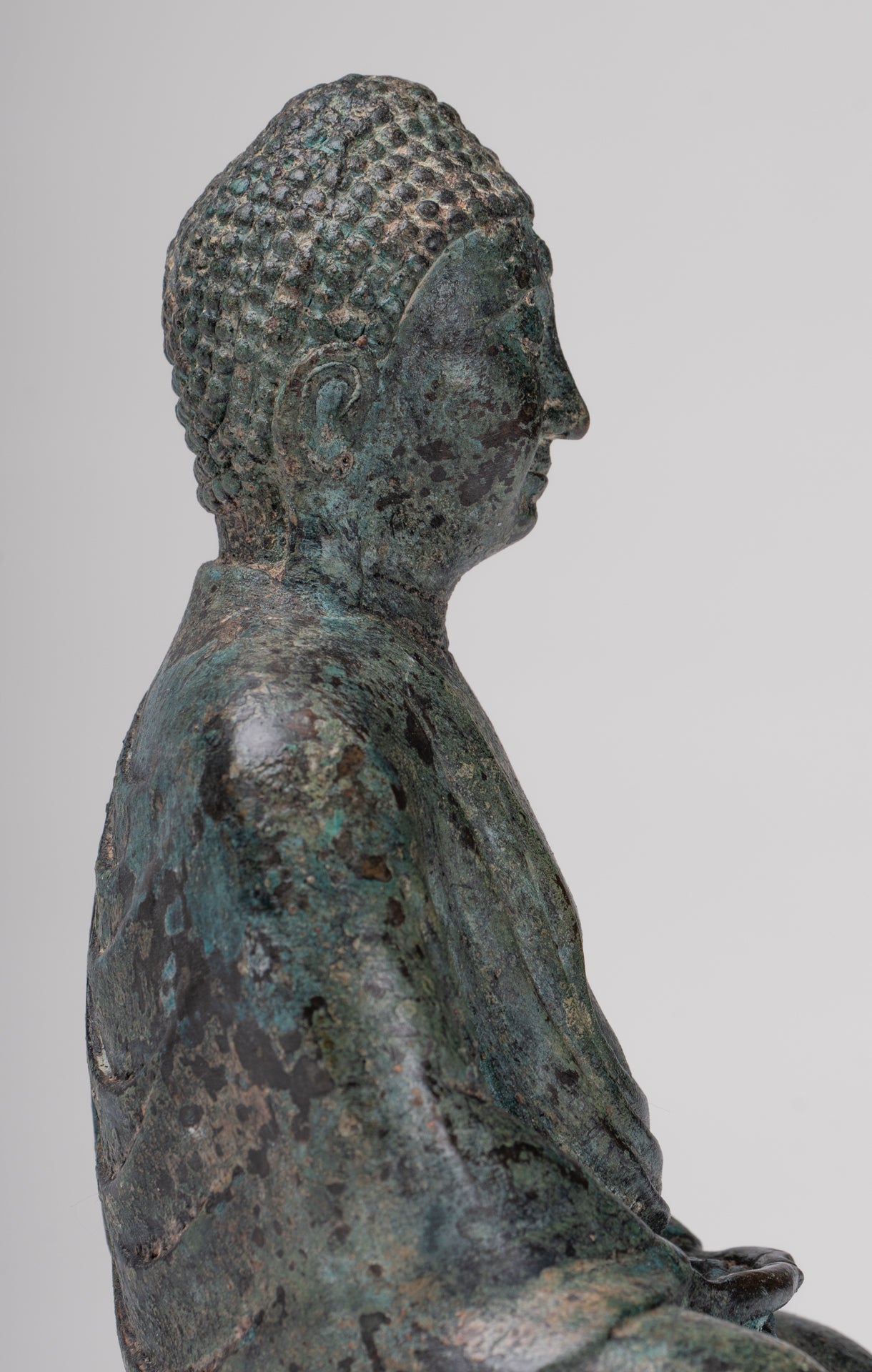 Japanese Buddha - Antique Japanese Style Bronze Seated Meditation Amitabha Buddha Statue - 18cm/7"