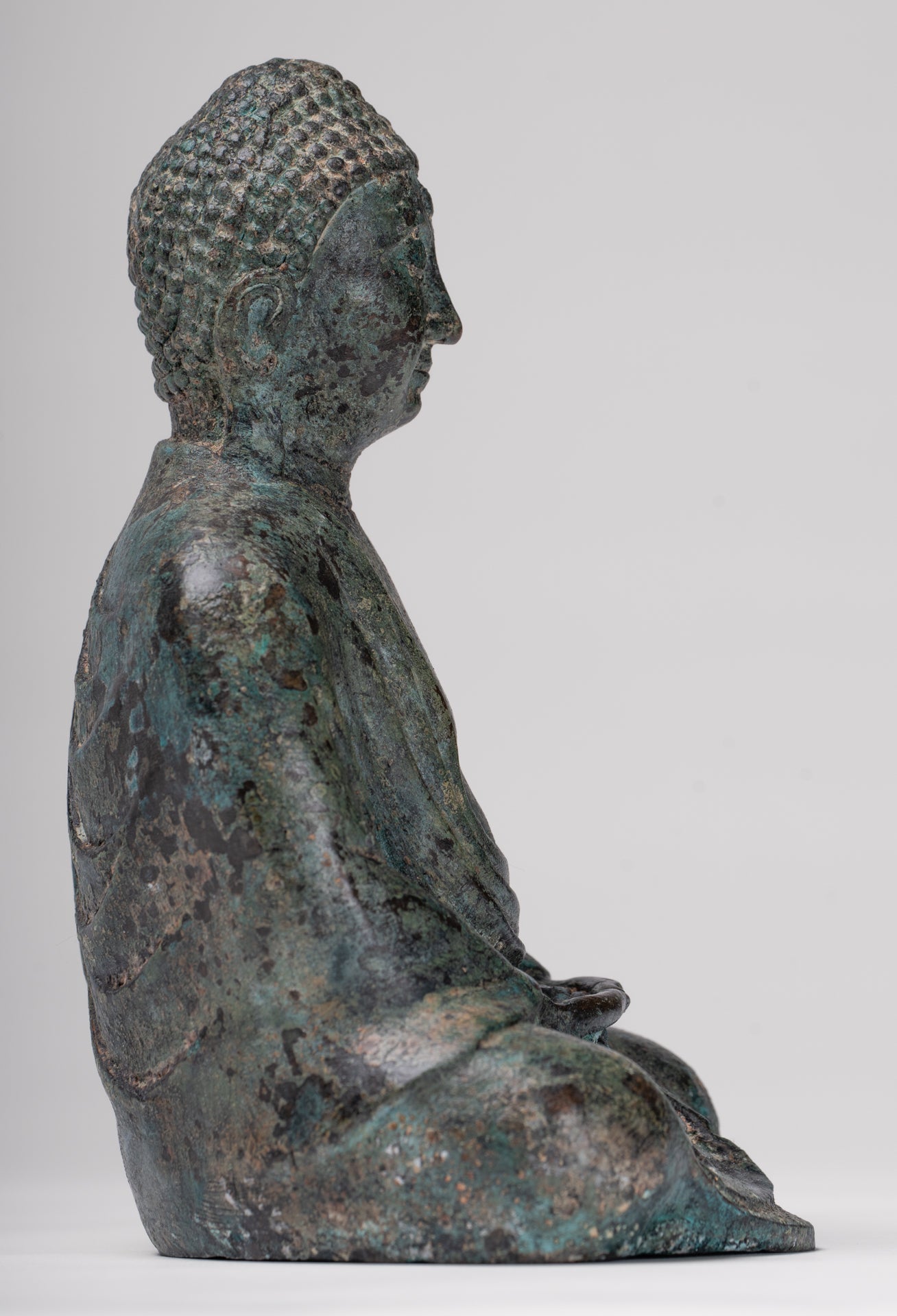 Japanese Buddha - Antique Japanese Style Bronze Seated Meditation Amitabha Buddha Statue - 18cm/7"