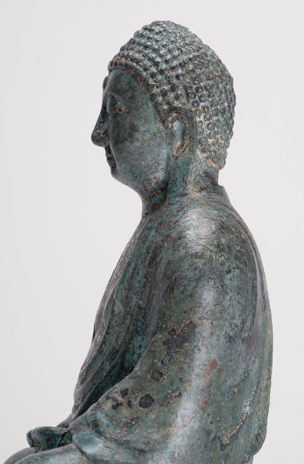 Japanese Buddha - Antique Japanese Style Bronze Seated Meditation Amitabha Buddha Statue - 18cm/7"