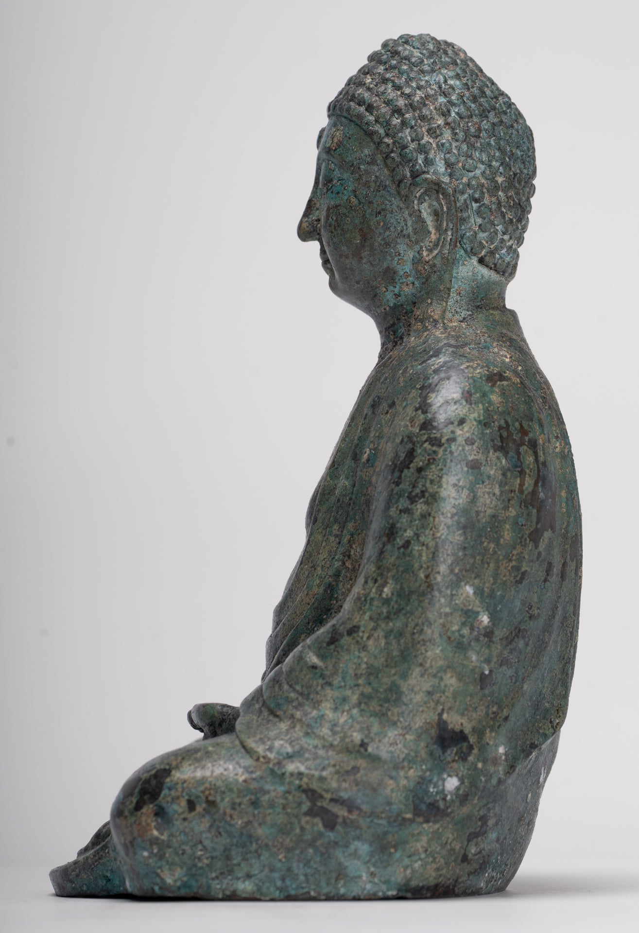Japanese Buddha - Antique Japanese Style Bronze Seated Meditation Amitabha Buddha Statue - 18cm/7"