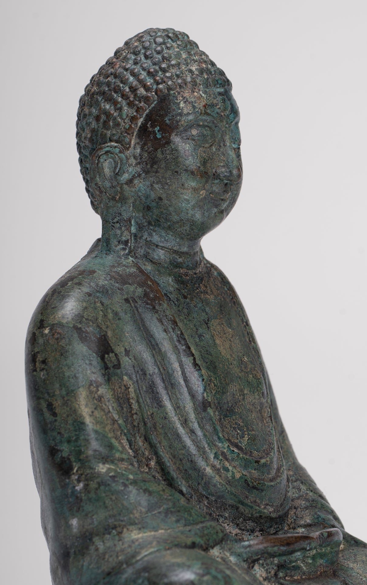 Japanese Buddha - Antique Japanese Style Bronze Seated Meditation Amitabha Buddha Statue - 18cm/7"