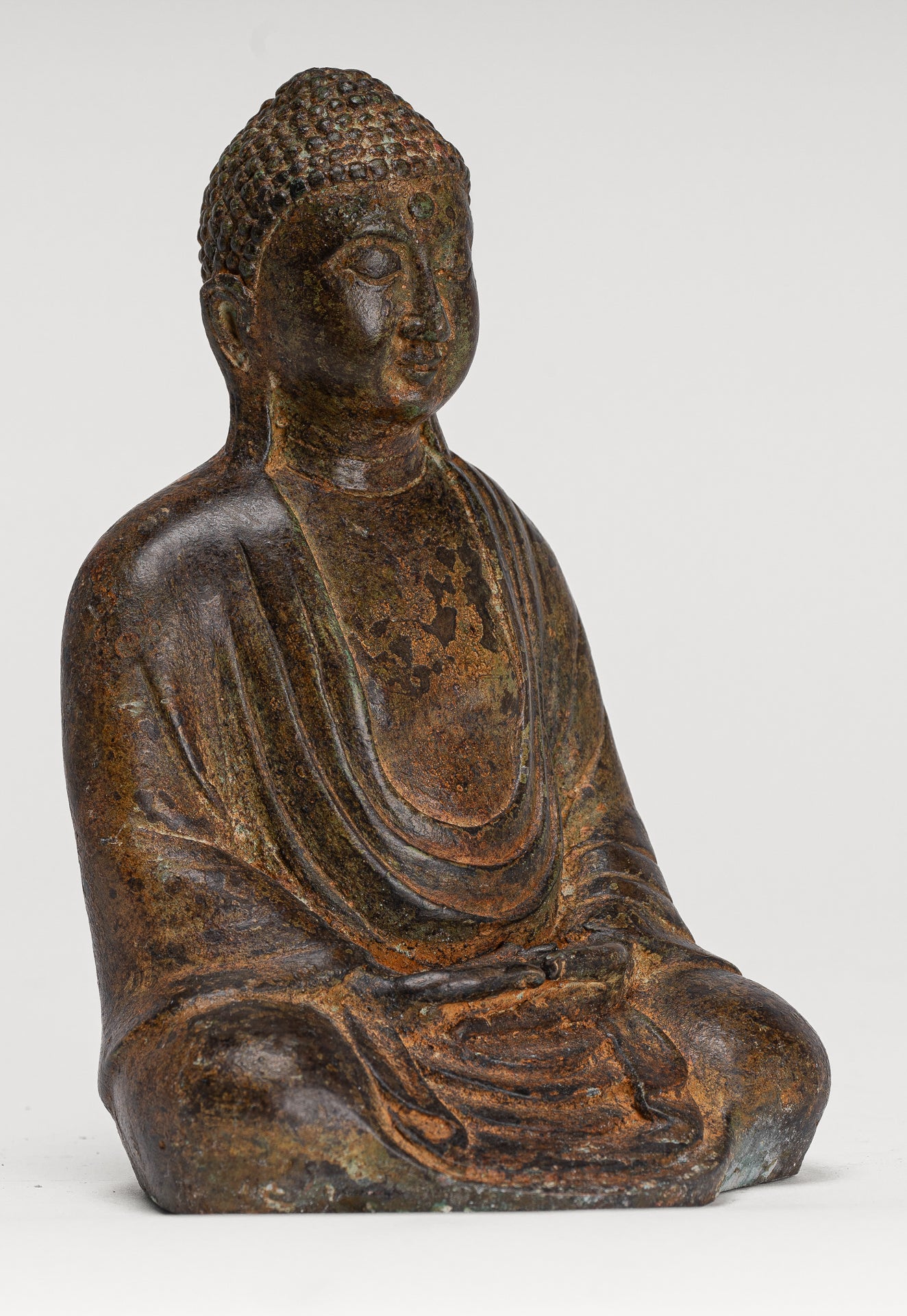 Japanese Buddha - Antique Japanese Style Bronze Seated Meditation Amitabha Buddha Statue - 18cm/7" (Copy)