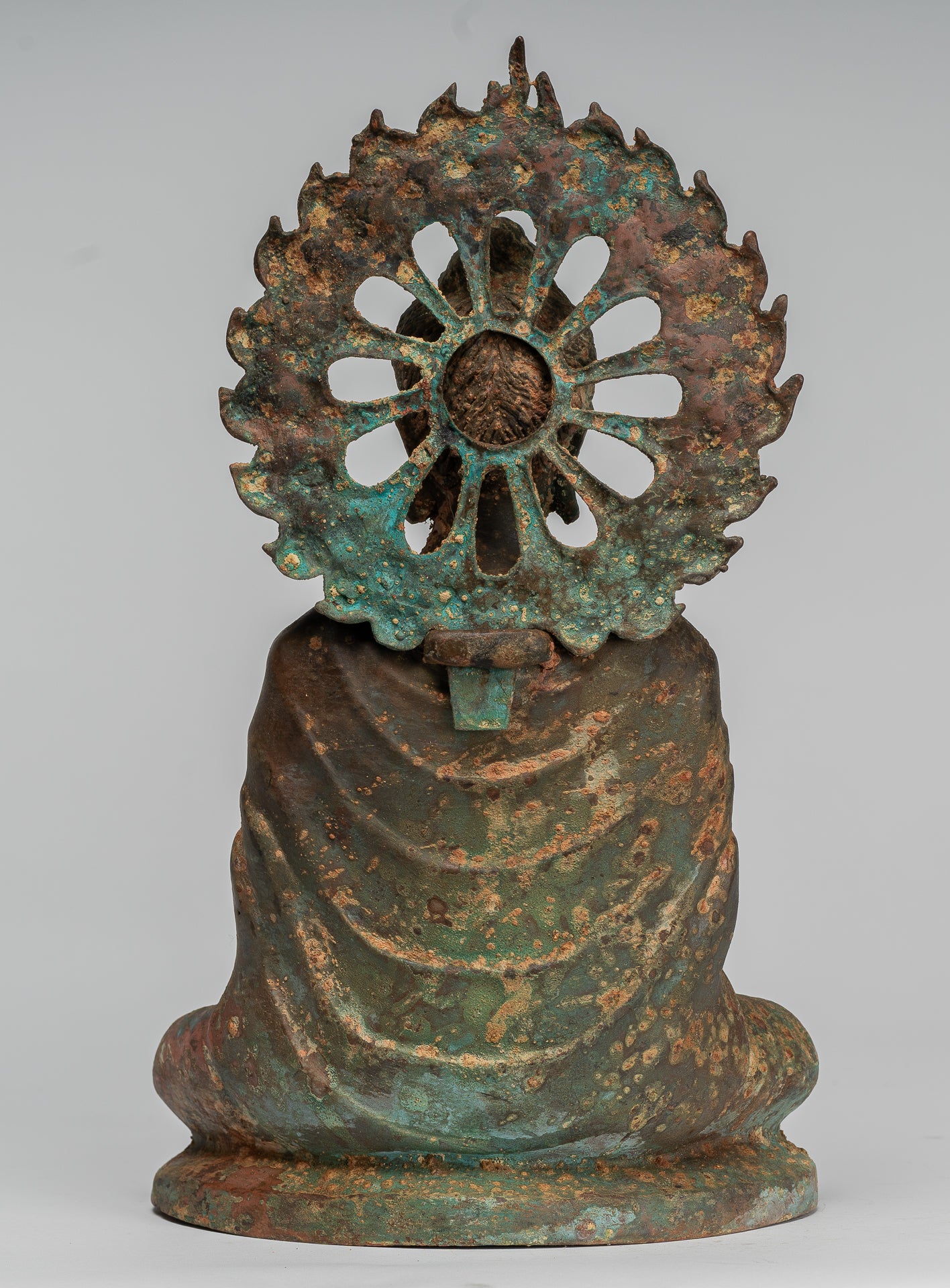 Estatua de Buda de la India - Estatua de Buda de Protección de Bronce Estilo de Gandhara antiguo - 29 cm/12 "