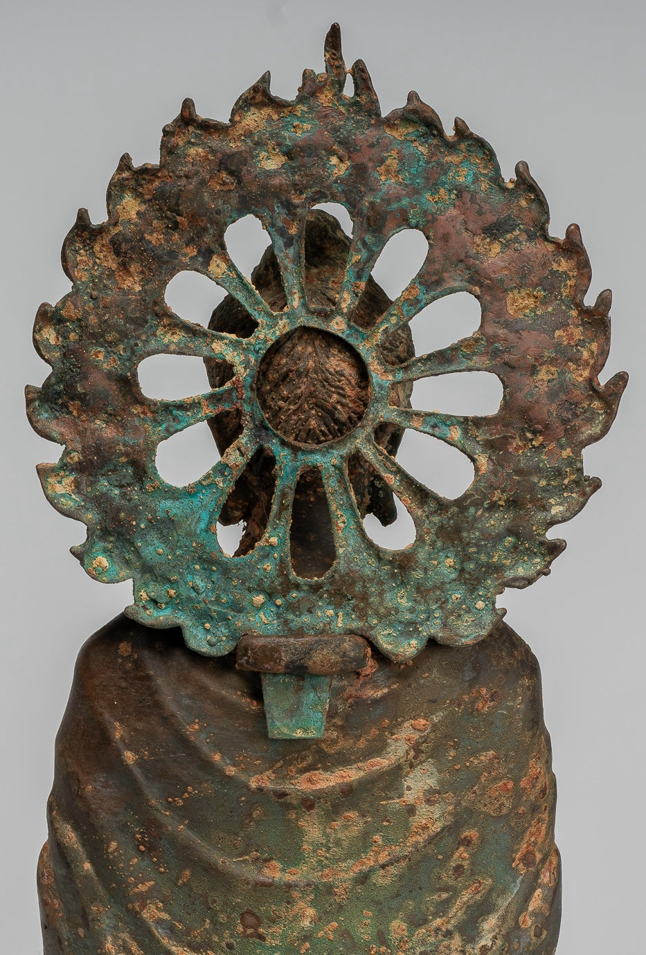 Estatua de Buda de la India - Estatua de Buda de Protección de Bronce Estilo de Gandhara antiguo - 29 cm/12 "