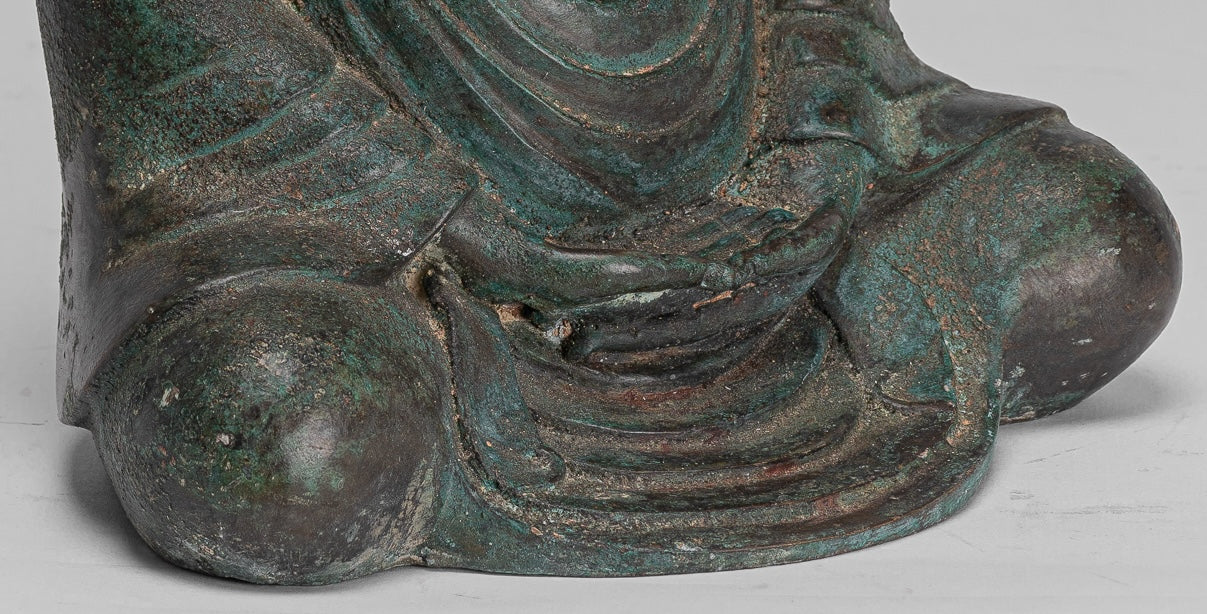 Japanese Buddha - Antique Japanese Style Bronze Seated Meditation Amitabha Buddha Statue - 30cm/12"