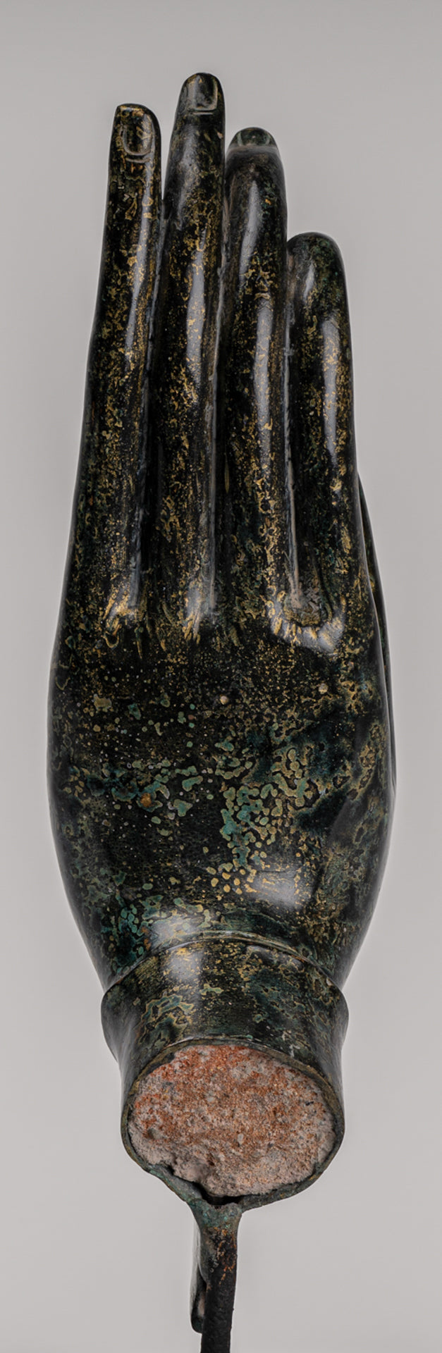 Mounted Antique Khmer Style Southeast Asia Bronze Teaching Hand - 38cm/15"