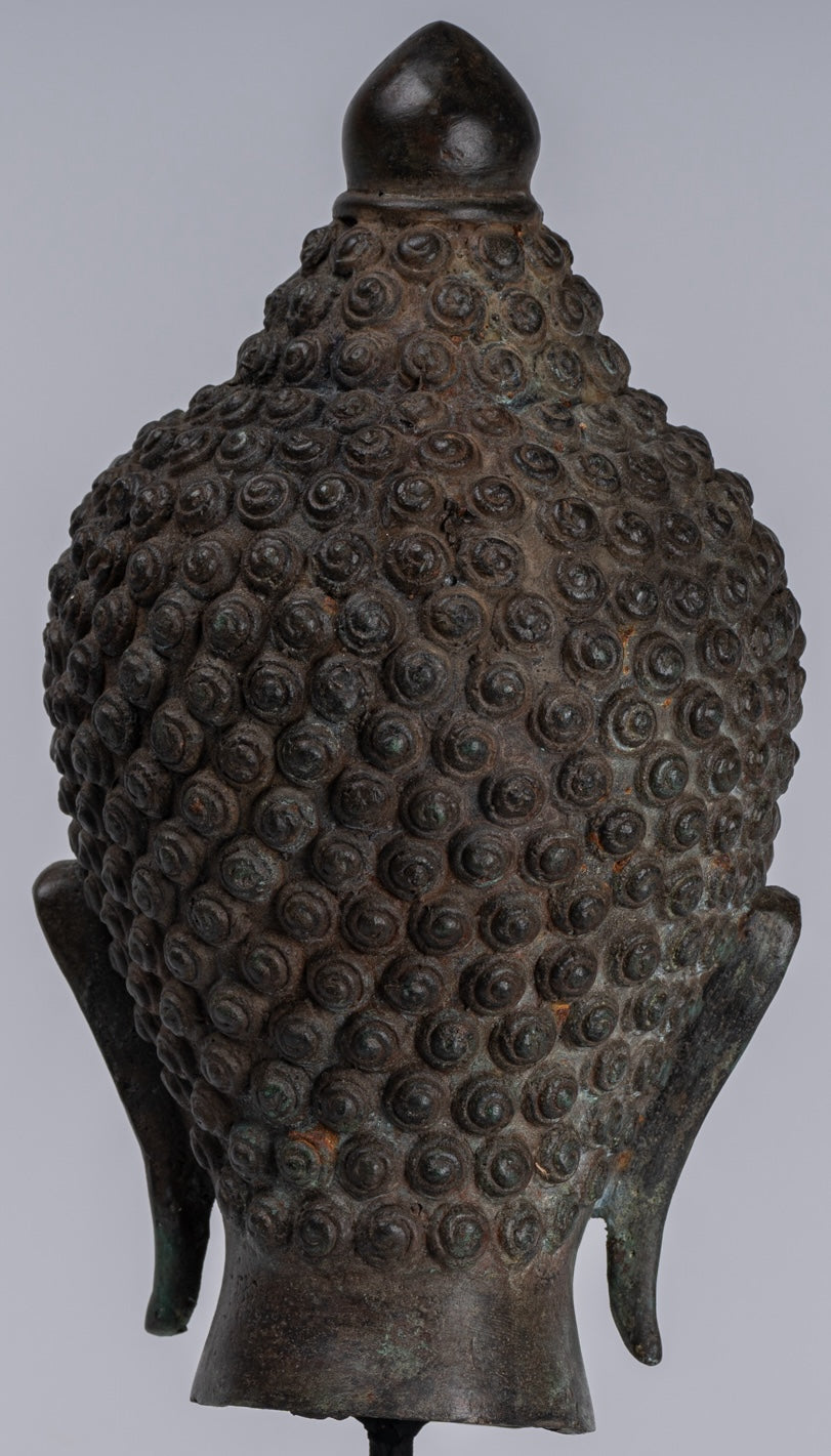 Cabeza de Buda - Cabeza de Buda de Bronce Montado de Estilo Thai CHiang Saen - 33 cm/13 "