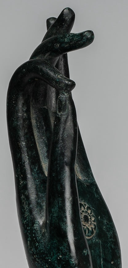 Mano de enseñanza de bronce de bronce del sudeste asiático de estilo antiguo montado - 40 cm/16 "