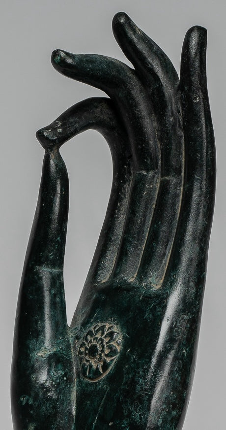 Mano de enseñanza de bronce de bronce del sudeste asiático de estilo antiguo montado - 40 cm/16 "