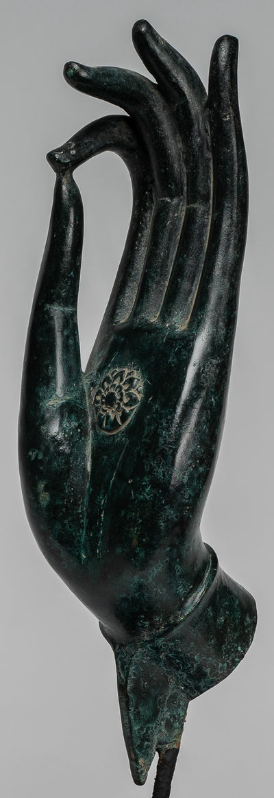 Monte Antique Khmer Style Southeast Asia Bronzo Teaching Hand - 40 cm/16 "