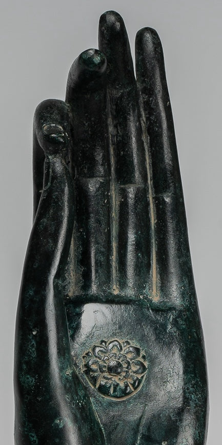 Mano de enseñanza de bronce de bronce del sudeste asiático de estilo antiguo montado - 40 cm/16 "