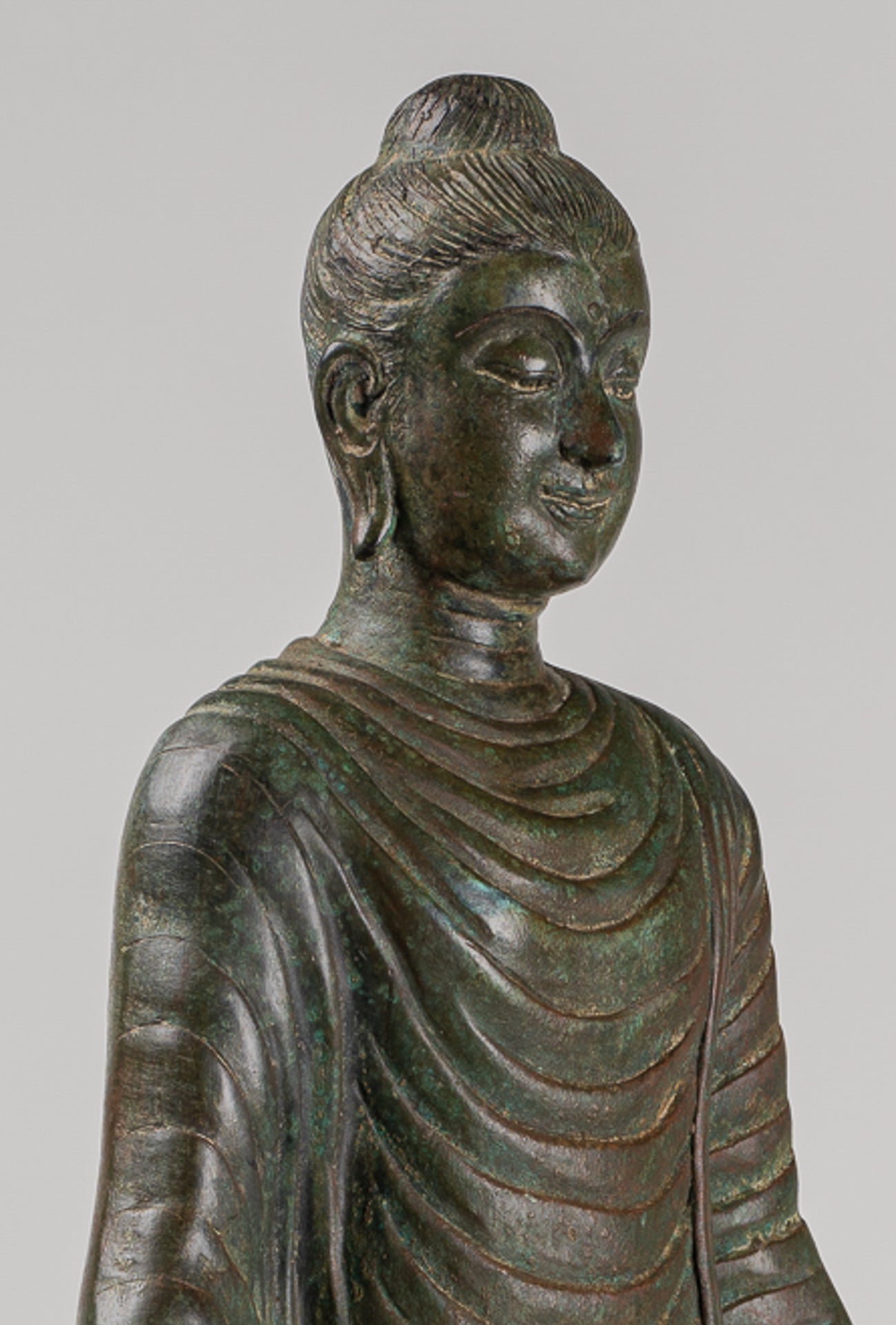 Indian Buddha Statue - Antique Gandhara Style Bronze Standing Buddha Statue - 70cm/28"
