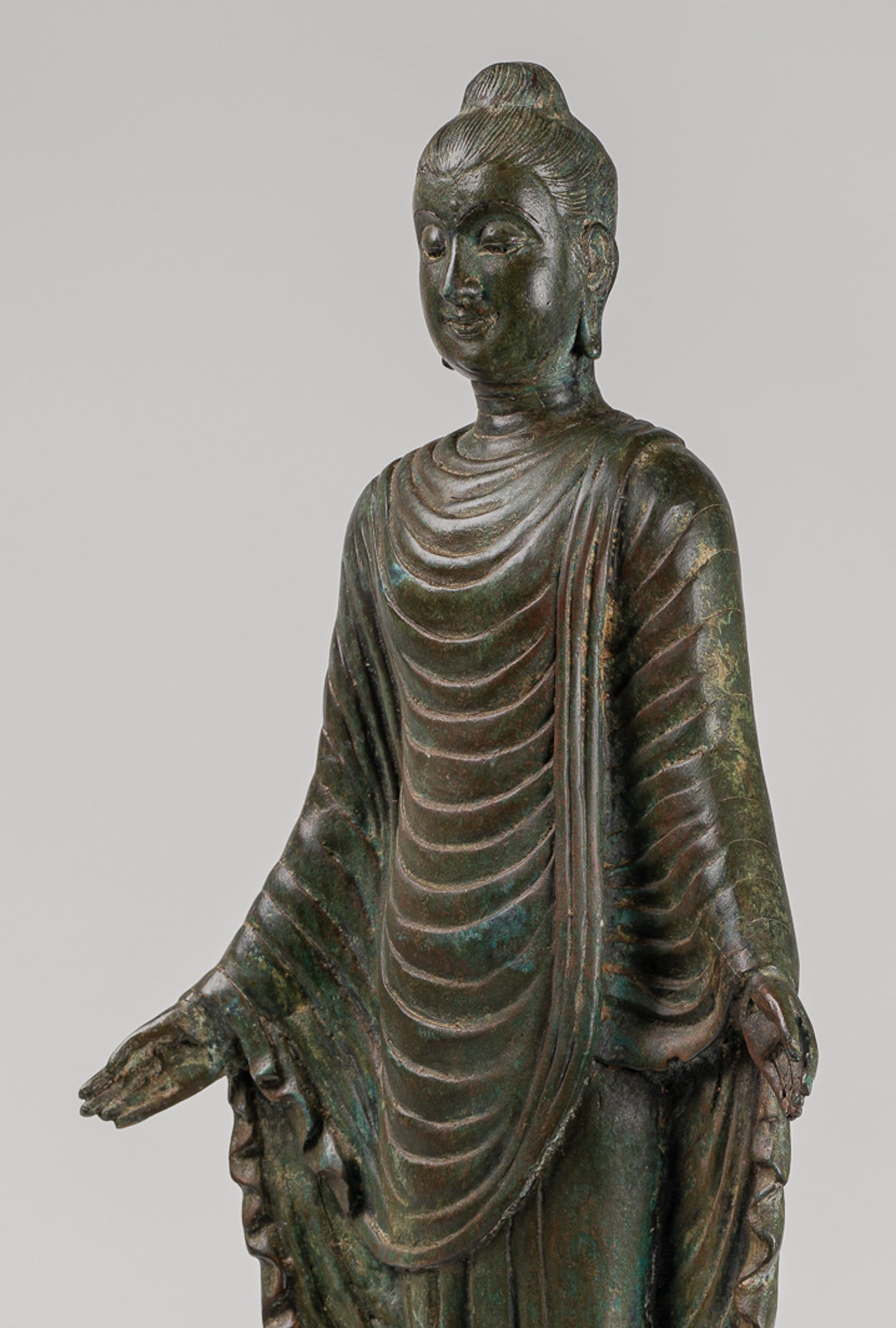 Indian Buddha Statue - Antique Gandhara Style Bronze Standing Buddha Statue - 70cm/28"