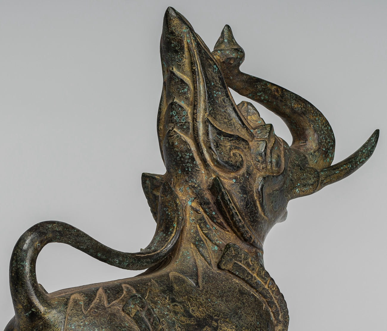 Antique Burmese Style Bronze Standing Chinthe Guardian Temple Lion - 29cm/12"