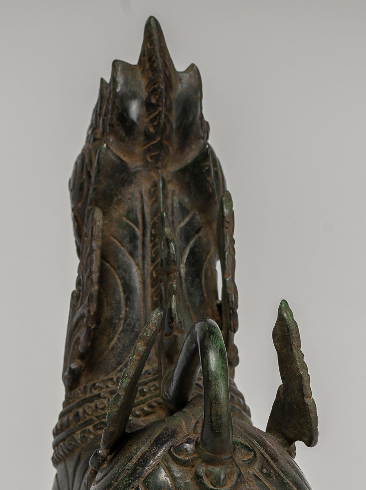 Antique Burmese Style Bronze Standing Chinthe Guardian Temple Lion - 34cm/14"