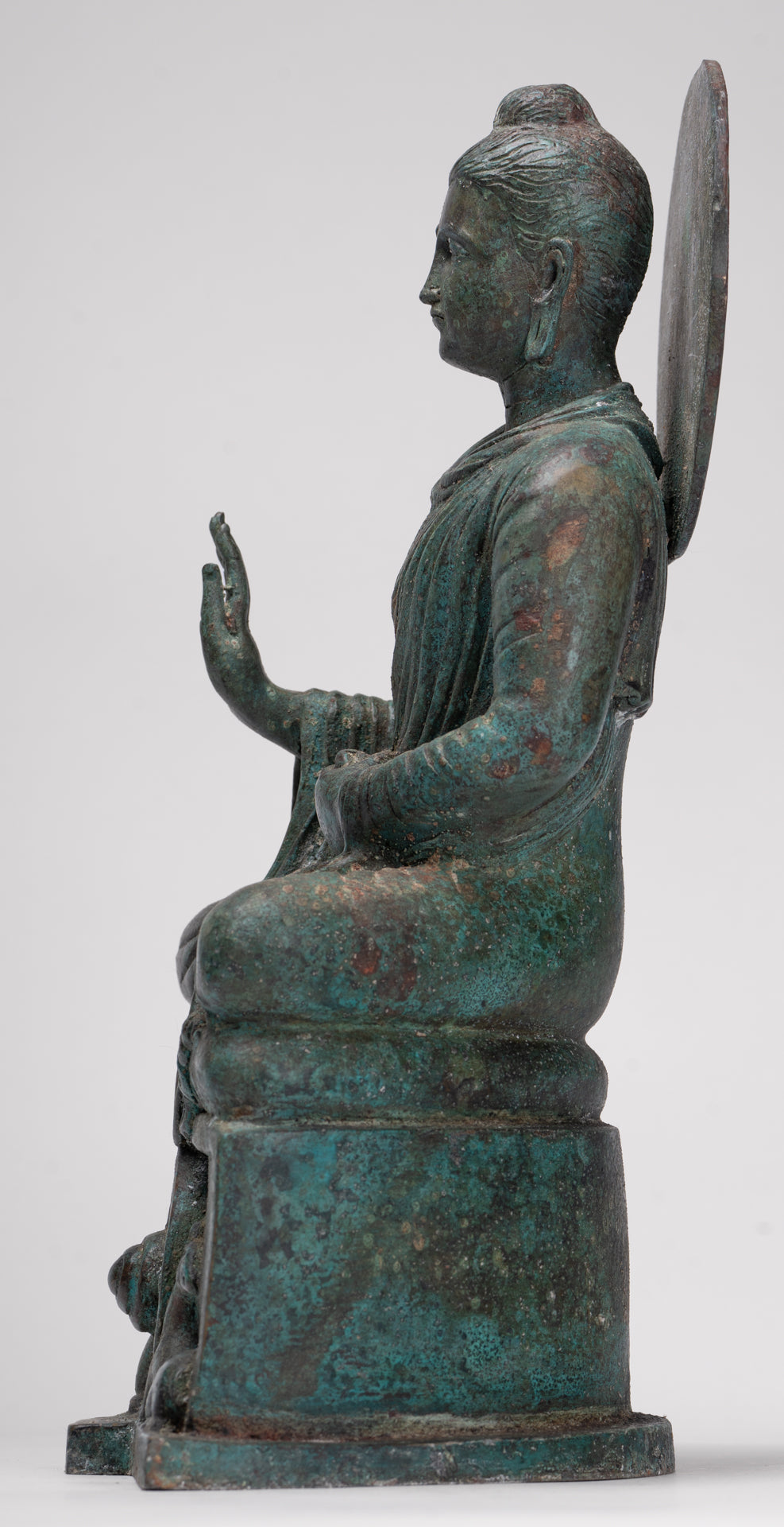 Indian Buddha Statue - Antique Gandhara Style Bronze Protection Buddha Statue - 35cm/14"