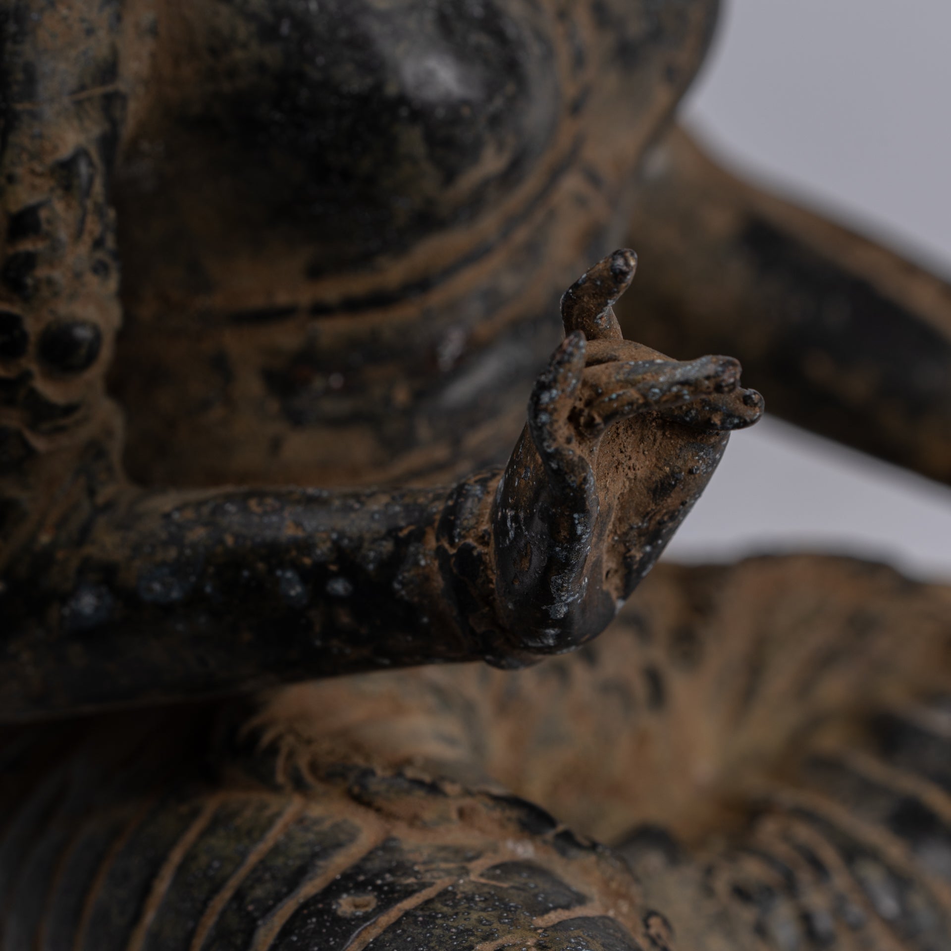 Tara Statue - Antique Java Style Majapahit Seated Bronze Devi Tara Statue - 26cm/10"