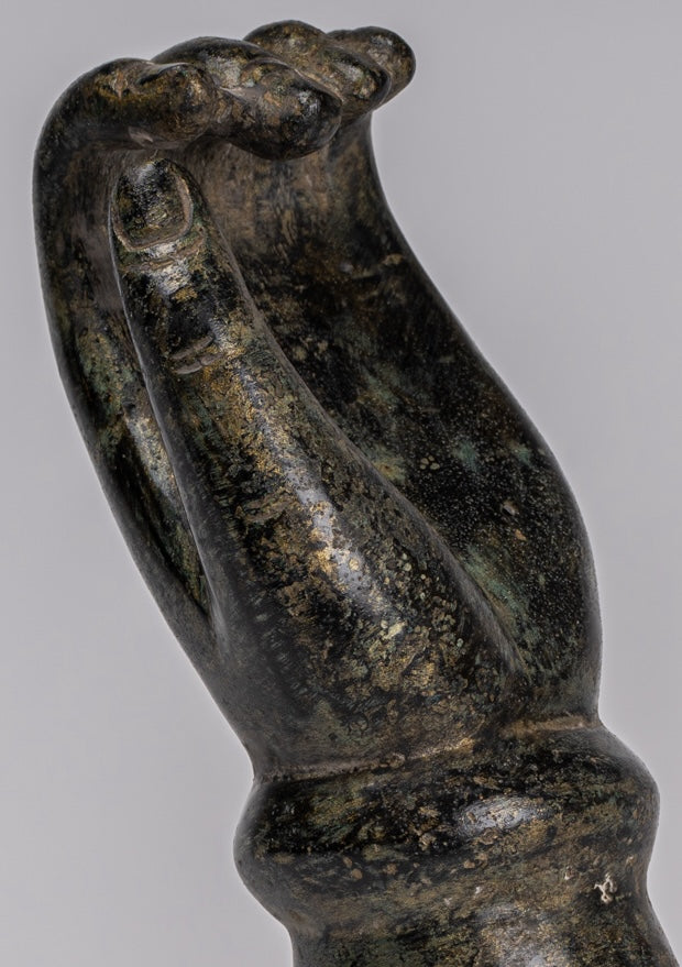Mano de bronce del sudeste asiático de estilo antiguo montado - 24 cm/10 "