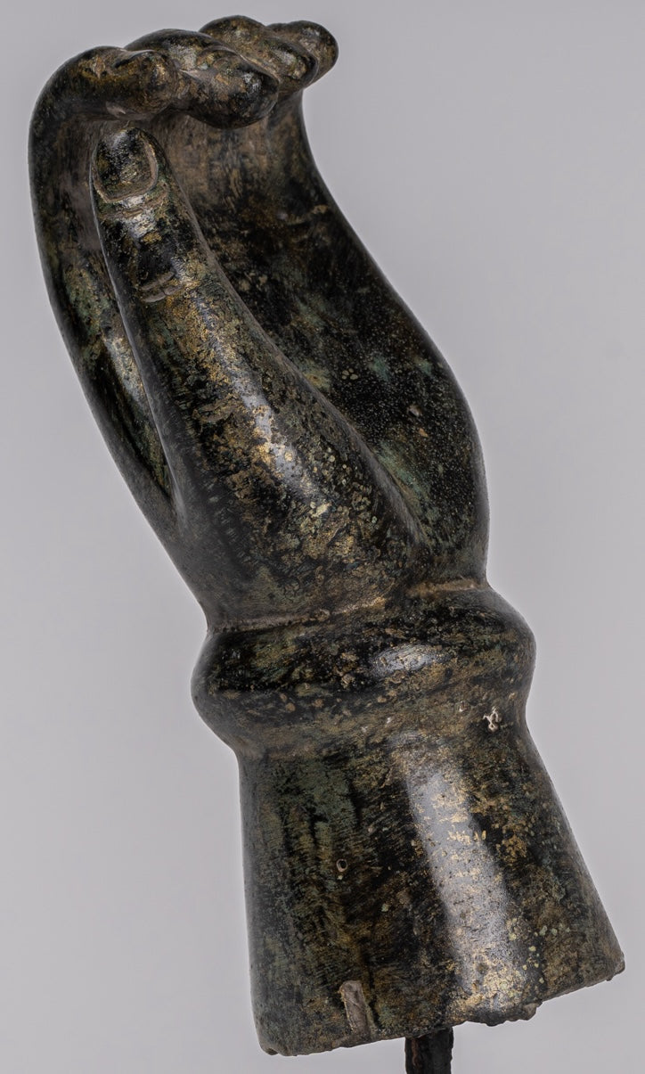 Mano de bronce del sudeste asiático de estilo antiguo montado - 24 cm/10 "