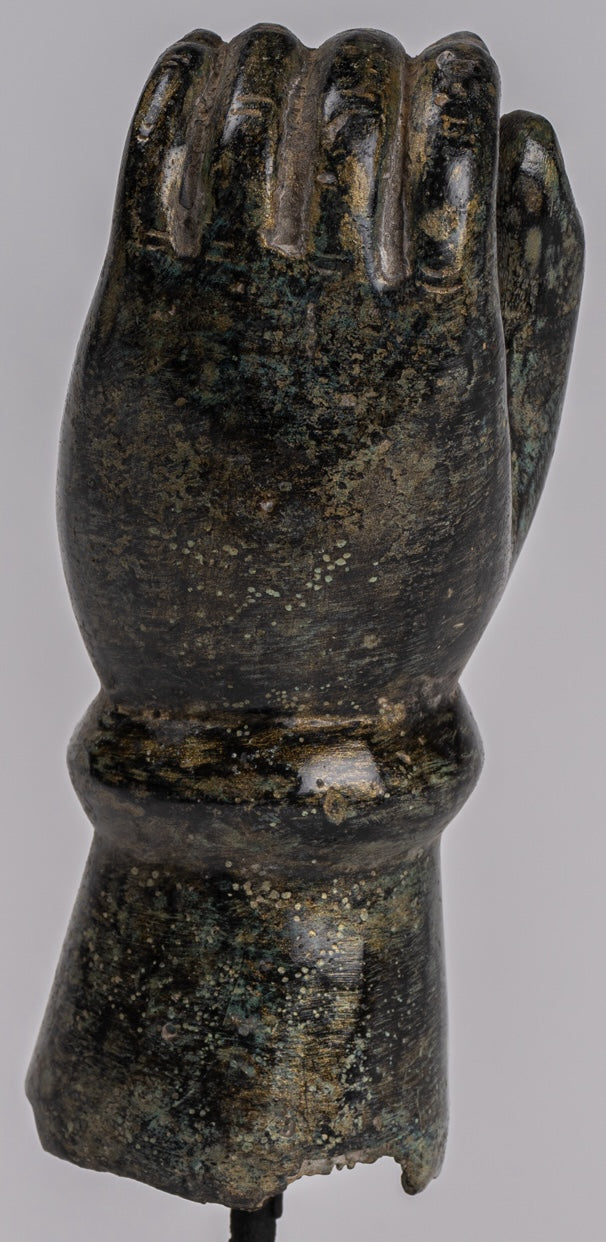 Mano de bronce del sudeste asiático de estilo antiguo montado - 24 cm/10 "