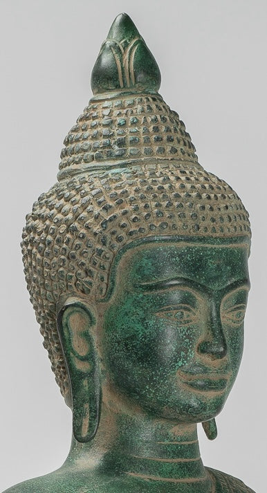 Statua Buddha - Antique Khmer in stile Khmer Bronzo seduto Amitabha Meditazione Buddha Statua - 44 cm/18 "