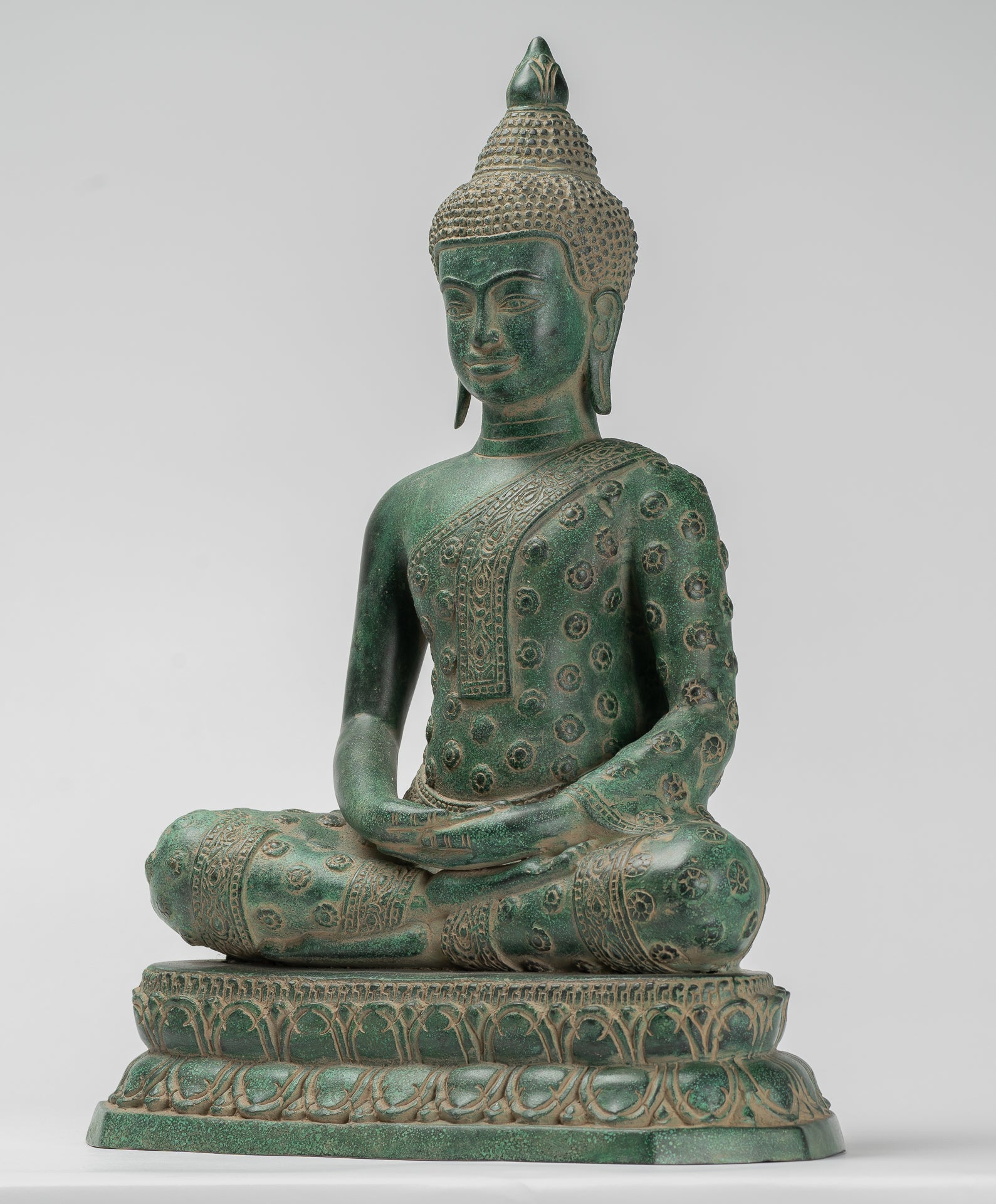 Statua Buddha - Antique Khmer in stile Khmer Bronzo seduto Amitabha Meditazione Buddha Statua - 44 cm/18 "